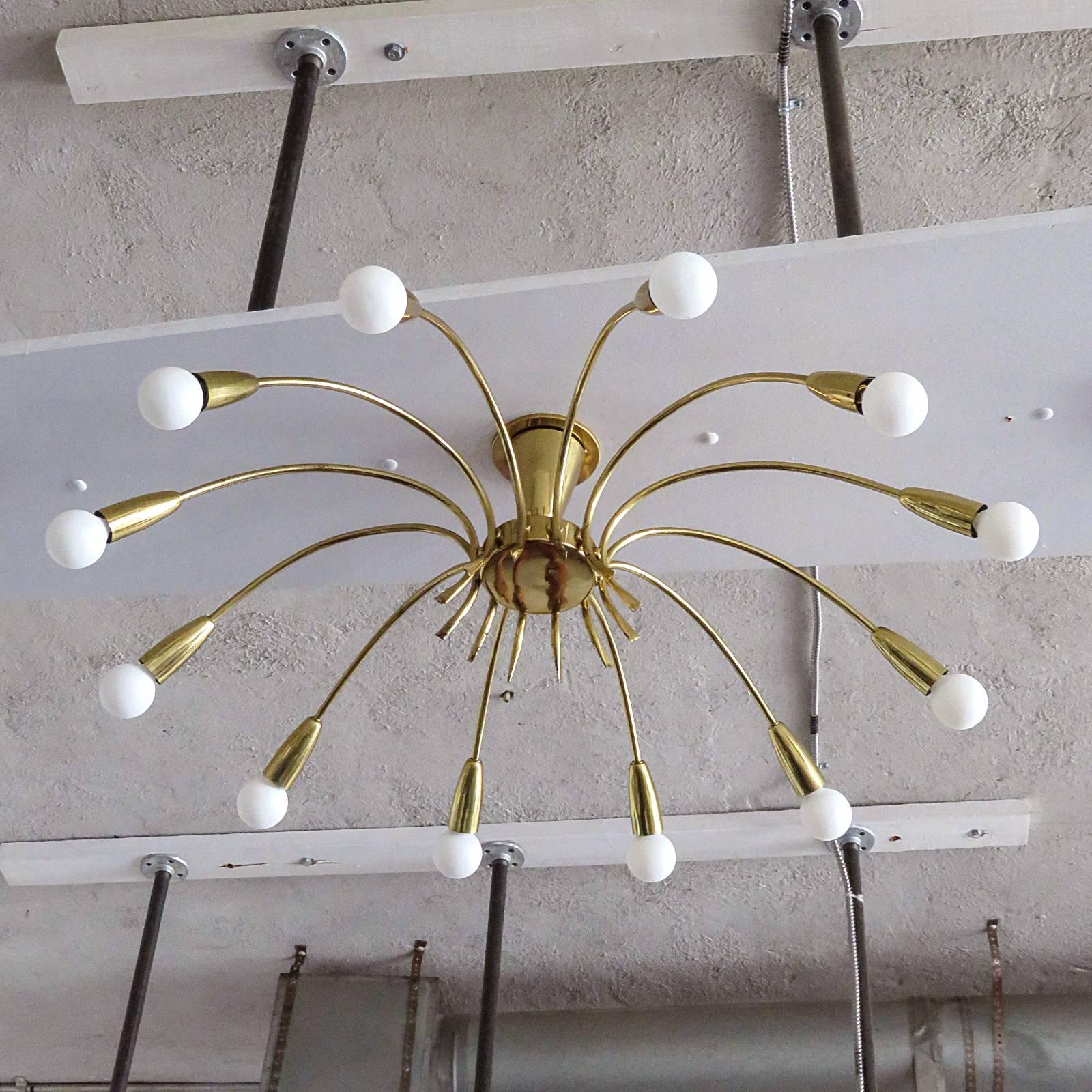 German Twelve Light Sputnik Flush Mount Light