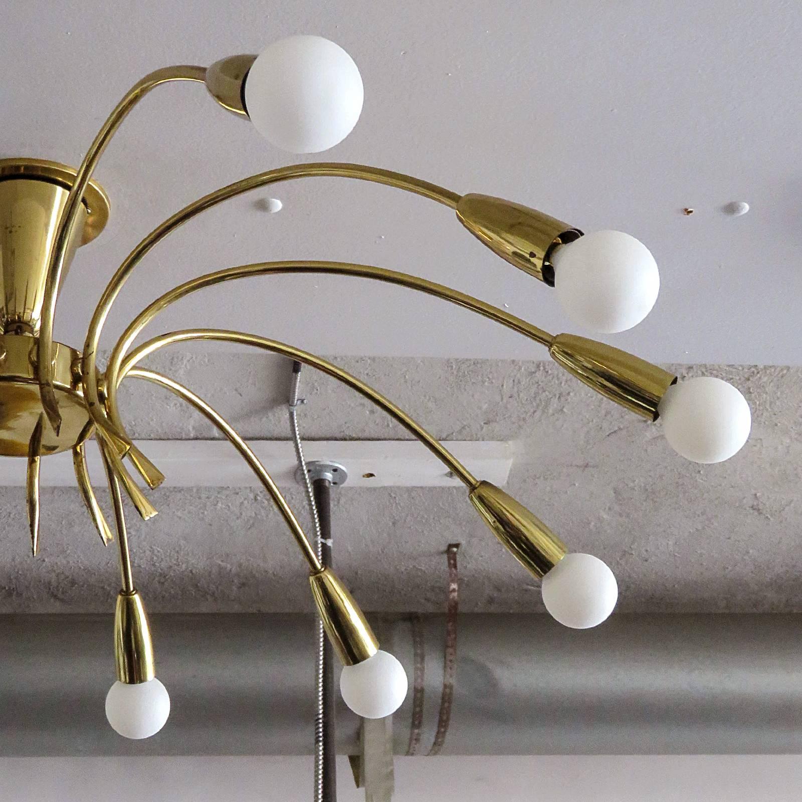 Mid-20th Century Twelve Light Sputnik Flush Mount Light