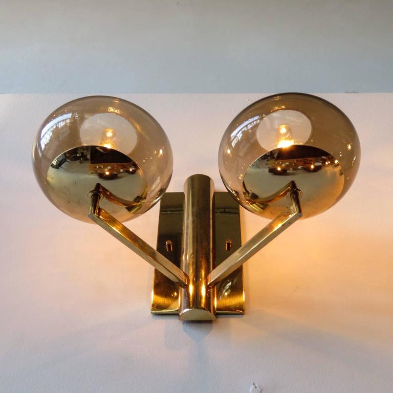 Pair of Double Arm Wall Lights by Gaetano Sciolari For Sale at 1stdibs