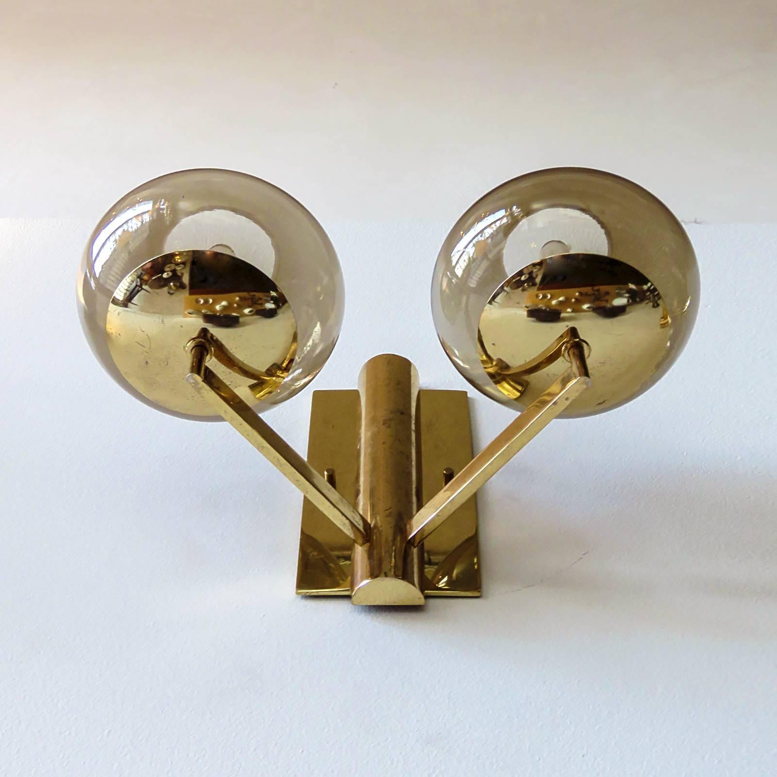 Pair of Double Arm Wall Lights by Gaetano Sciolari In Excellent Condition In Los Angeles, CA