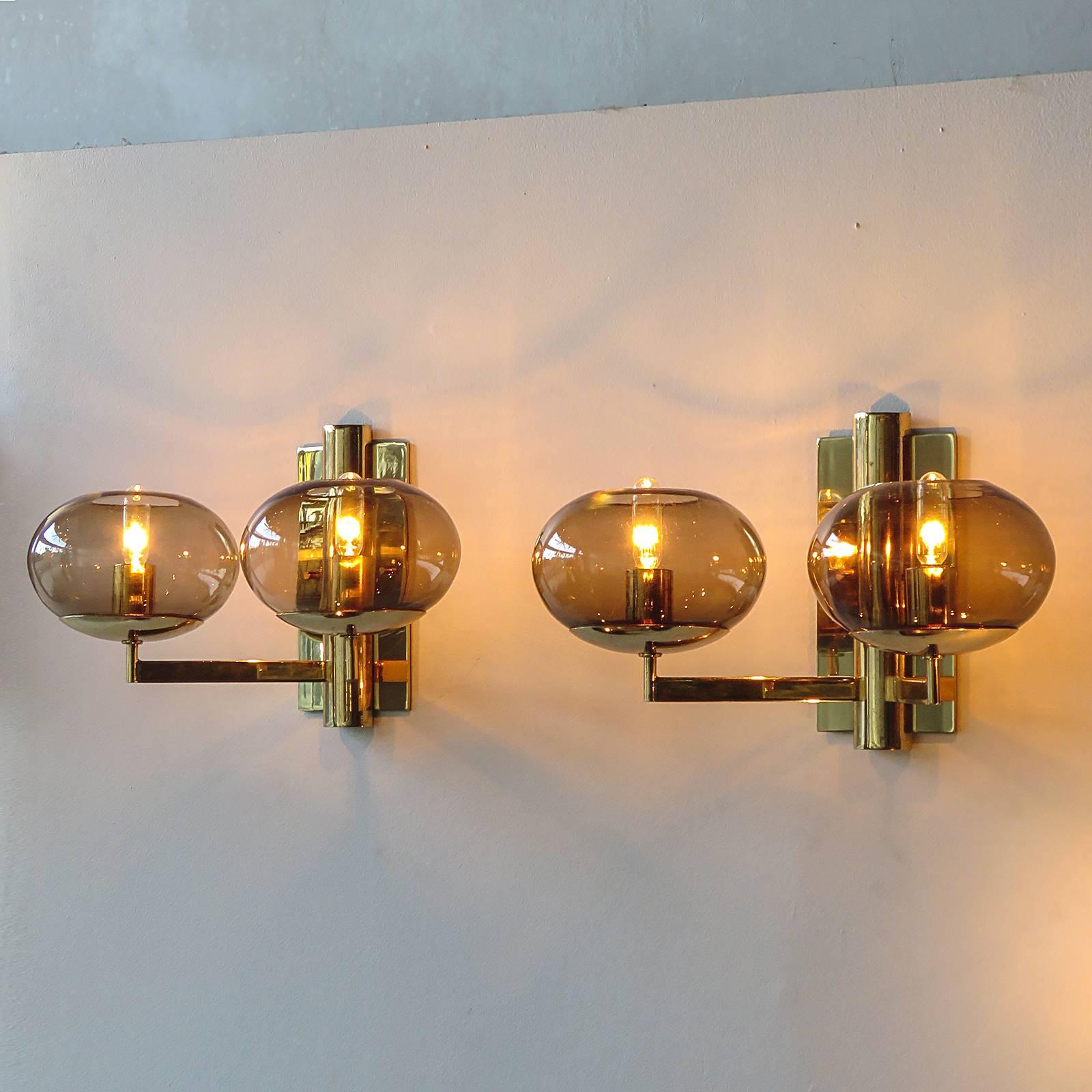 Pair of Double Arm Wall Lights by Gaetano Sciolari 1