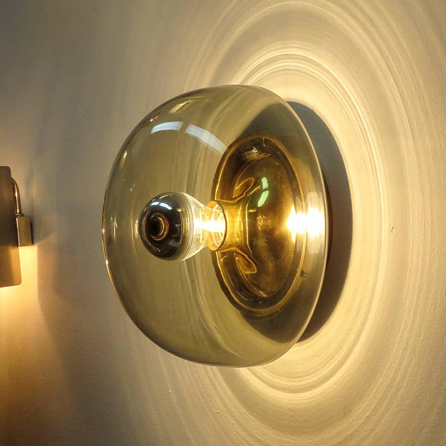 Pair of Smoked Glass Wall Lights at 1stdibs