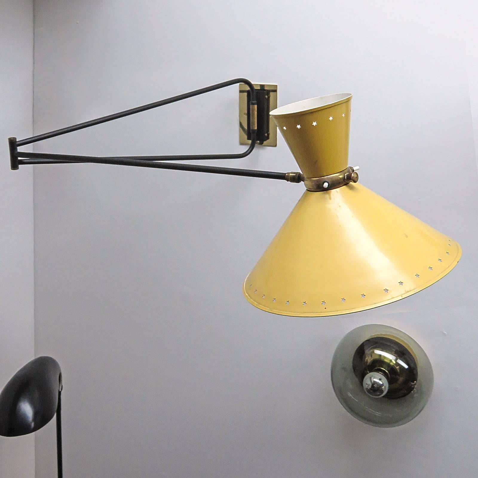 Mid-20th Century French Swing Arm Wall Light by Rene Mathieu for Lunel, 1950s