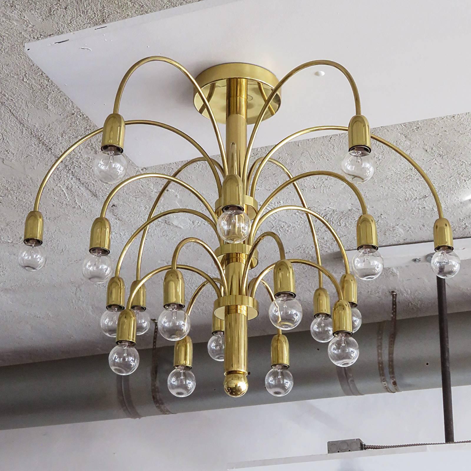 Mid-Century Modern  German Flush Mount Fountain Chandelier 