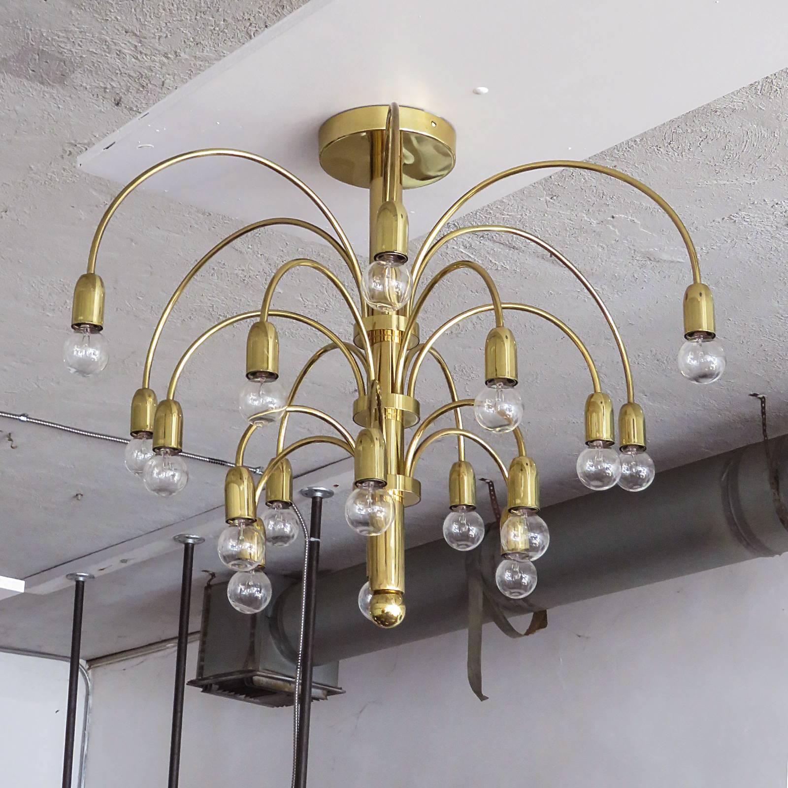 Polished  German Flush Mount Fountain Chandelier 