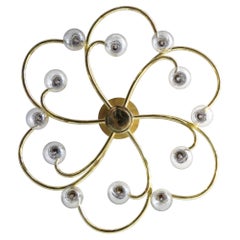 German Twelve-Arm Flush Mount Chandelier by Honsel, 1960