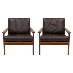Illum Wikkelsøe Capella Series Leather Armchairs, 1950