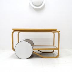 Alvar Aalto Model 901 Tea Trolley, Birch Frame & White Top, Finland, 1950