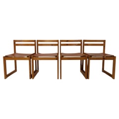 Pine and Leather Dining Chairs by Knud Færch for Sorø Stolefabrik, 1970