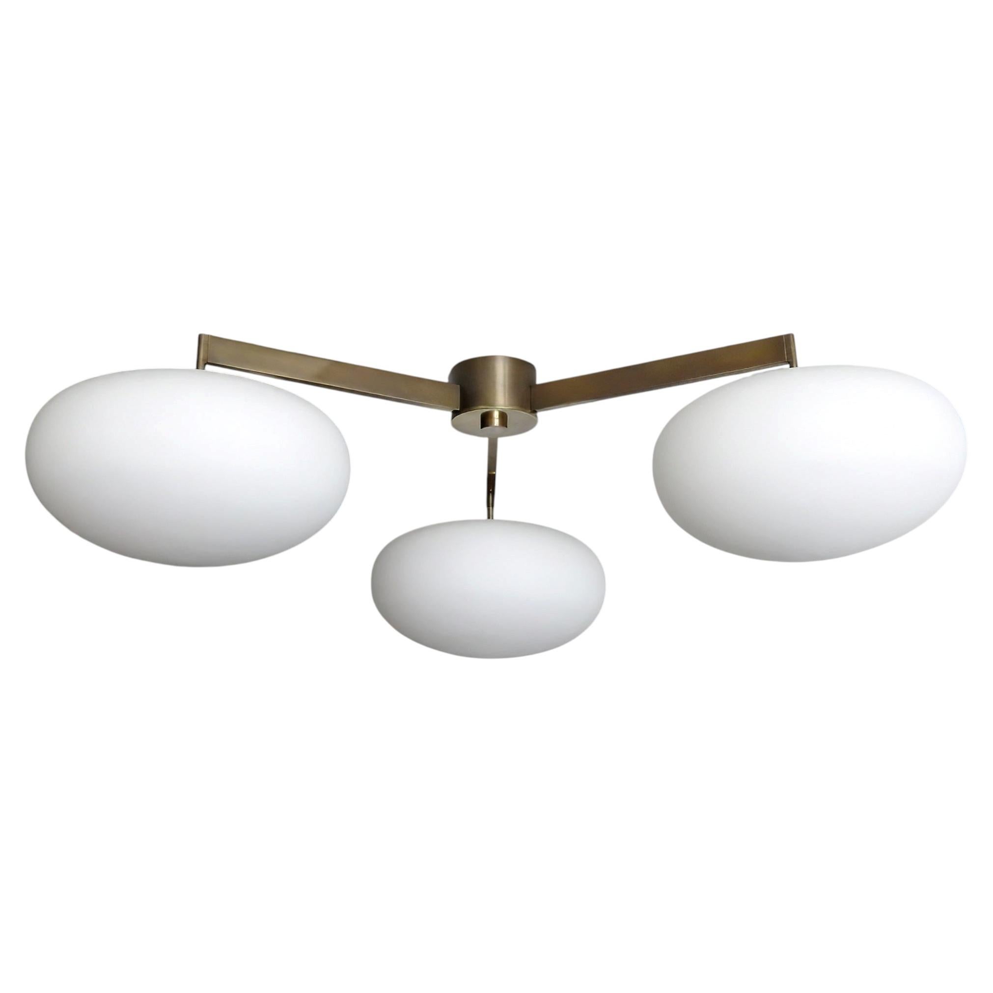 Pre-owned Gallery L7 Aged Brass Orbit-40 Flush Mount Chandelier By  In Clear