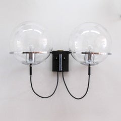 Double Globe Glass Wall Light by RAAK, Holland, 1960