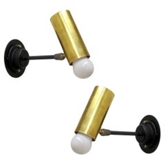 French Mid-Century Modern Boris Lacroix Brass Wall Lights, 1950