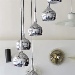 Mid-Century Modern Cascading Chandelier, Nickel Plated, Germany, 1970