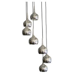 Mid-Century Modern Cascading Chandelier, Nickel Plated, Germany, 1970