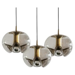 Smoked Glass Hanging Light by Peill & Putzler, 1970