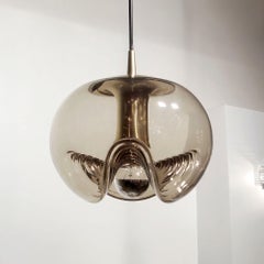 Smoked Glass Hanging Light by Peill & Putzler, 1970