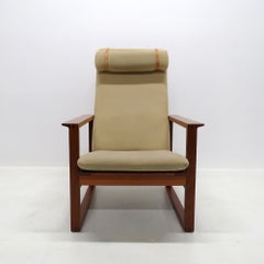 Poltrona di Børge Mogensen in mogano e Alcantara, modello 2254, 1956