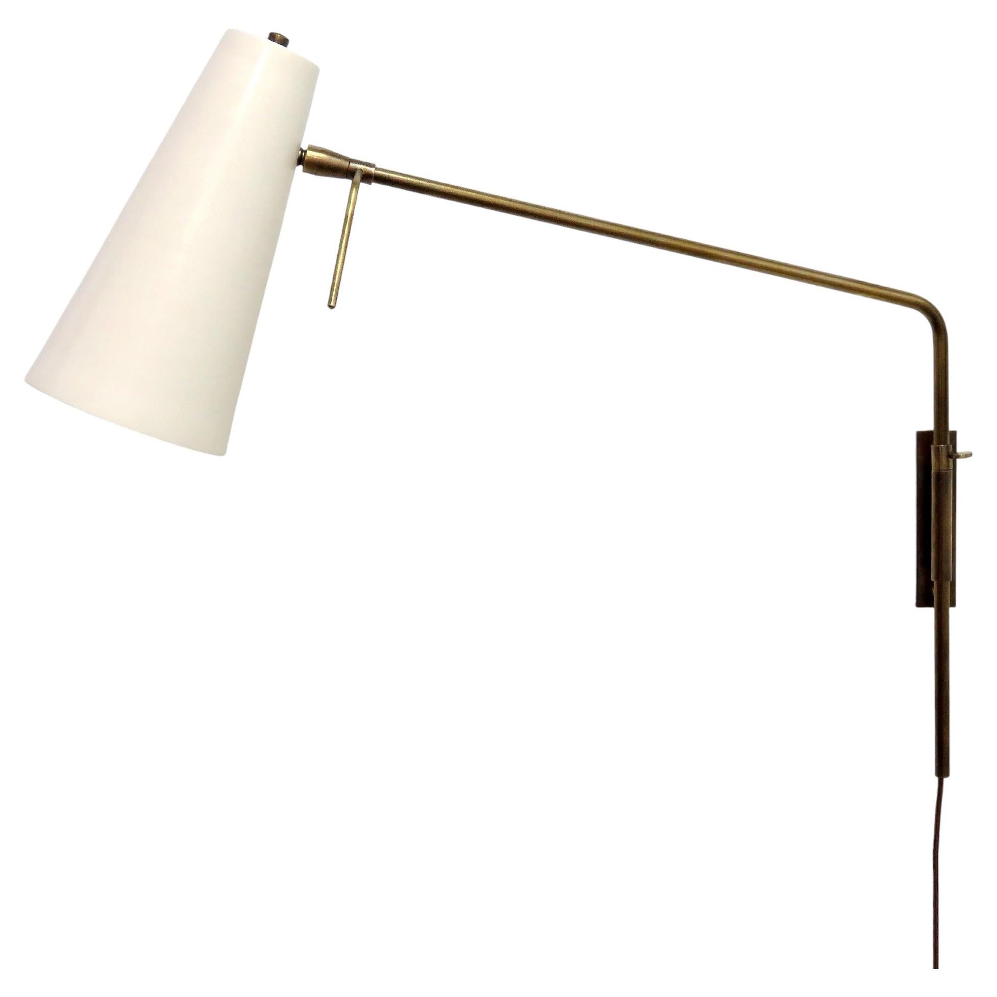 Pre-owned Gallery L7 Adjustable 'copa-2' Brass Swing Arm Wall Lights By  In Beige