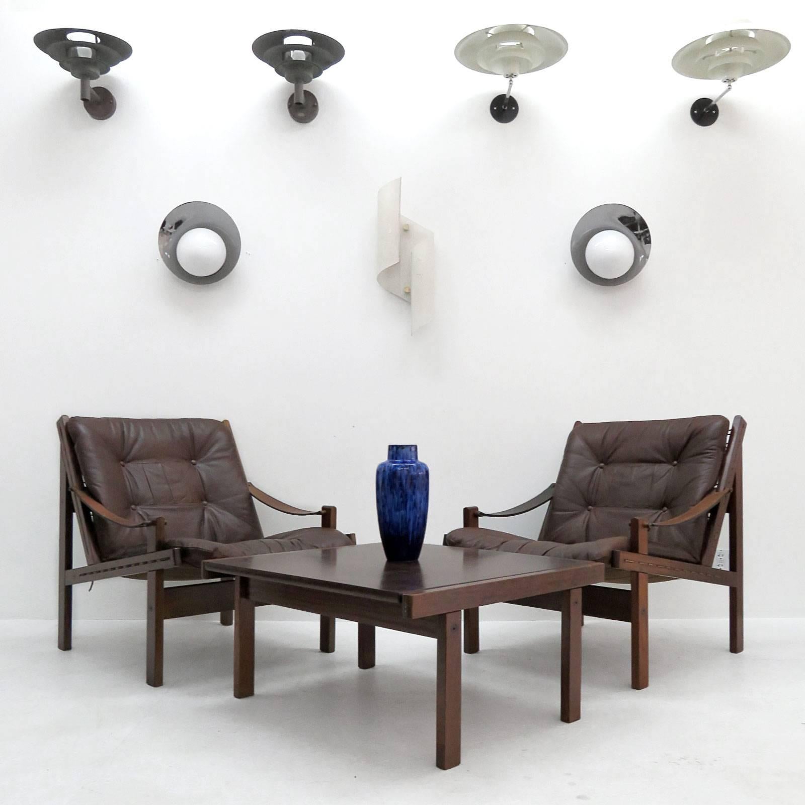 Pair of Danish Leather Chairs with Coffee Table 3