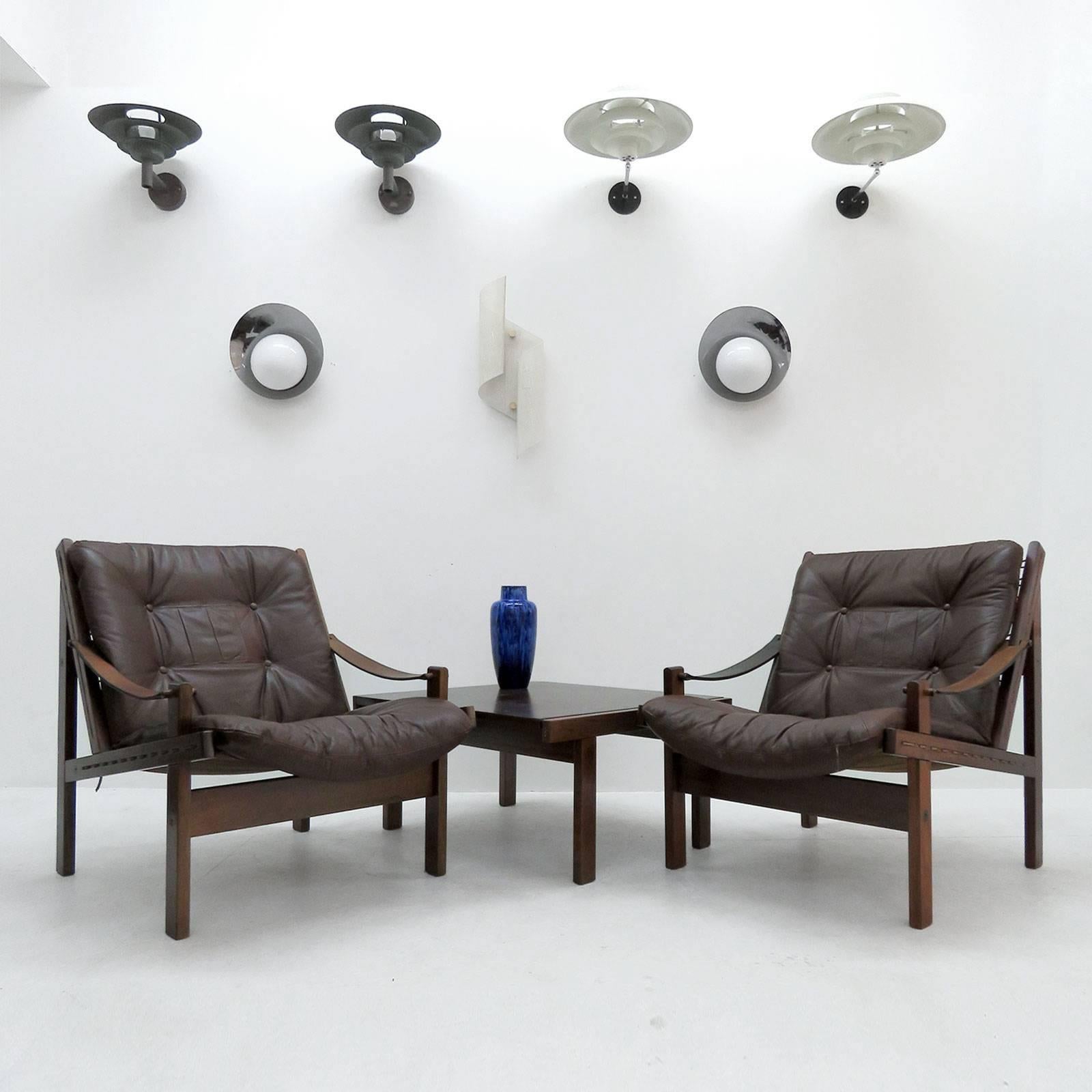 Pair of Danish Leather Chairs with Coffee Table 4