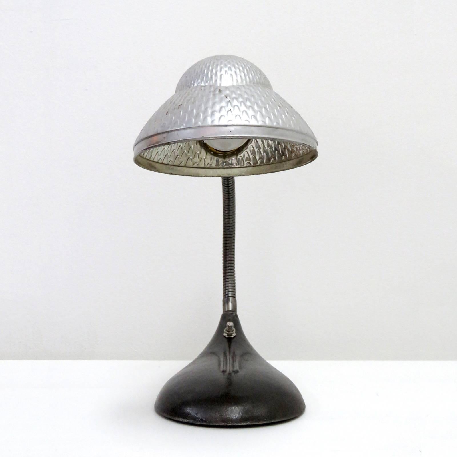 Cast Industrial Table Lamp with Mercury Glass Shade