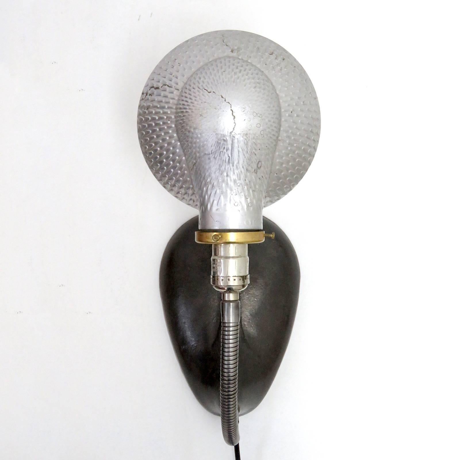 Mid-20th Century Industrial Table Lamp with Mercury Glass Shade