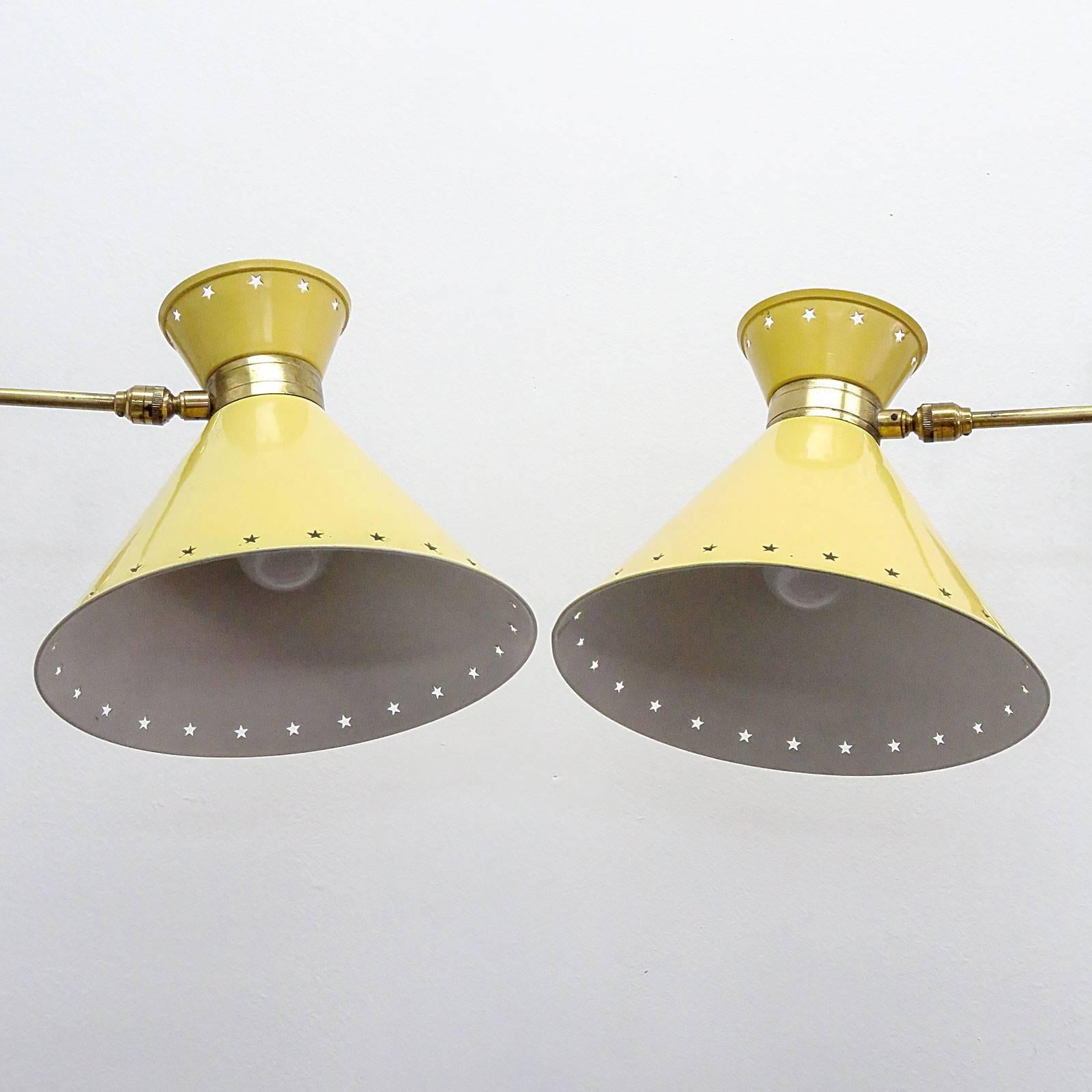 Mid-20th Century Pair of Swing Arm Sconces by Rene Mathieu for Lunel