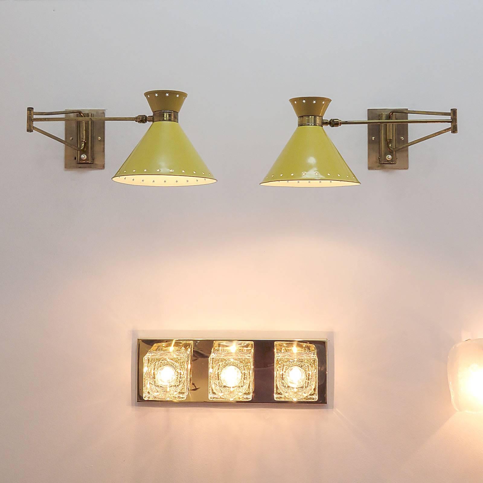 Pair of Swing Arm Sconces by Rene Mathieu for Lunel 2