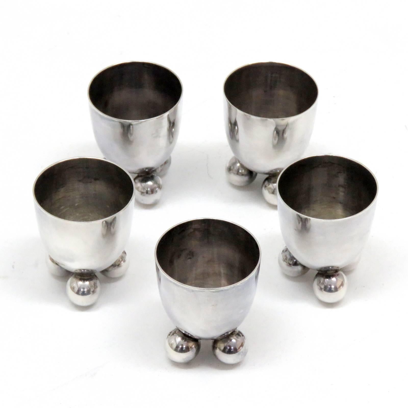 Set of Five WMF Silver Egg Cups 3