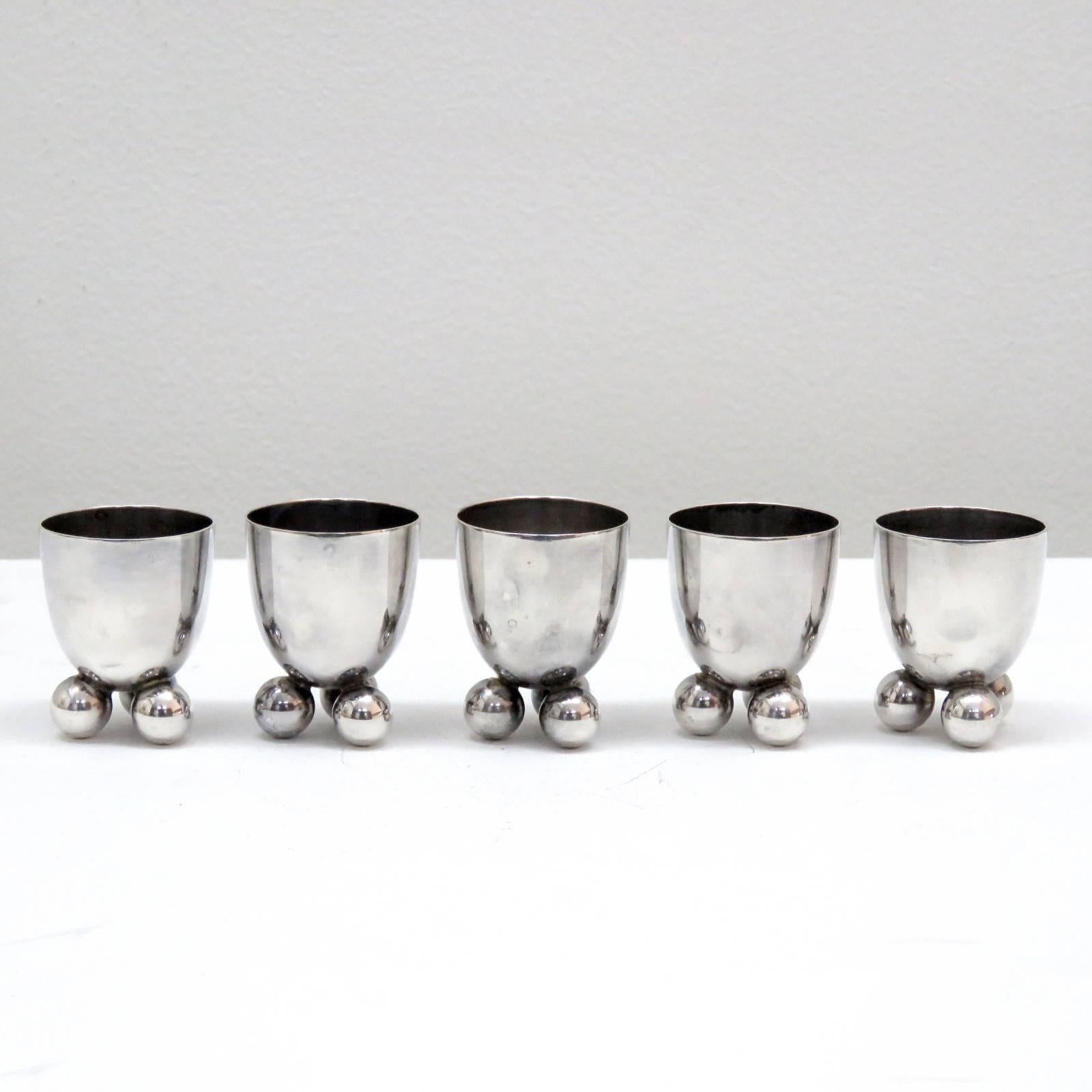 Set of Five WMF Silver Egg Cups In Excellent Condition In Los Angeles, CA
