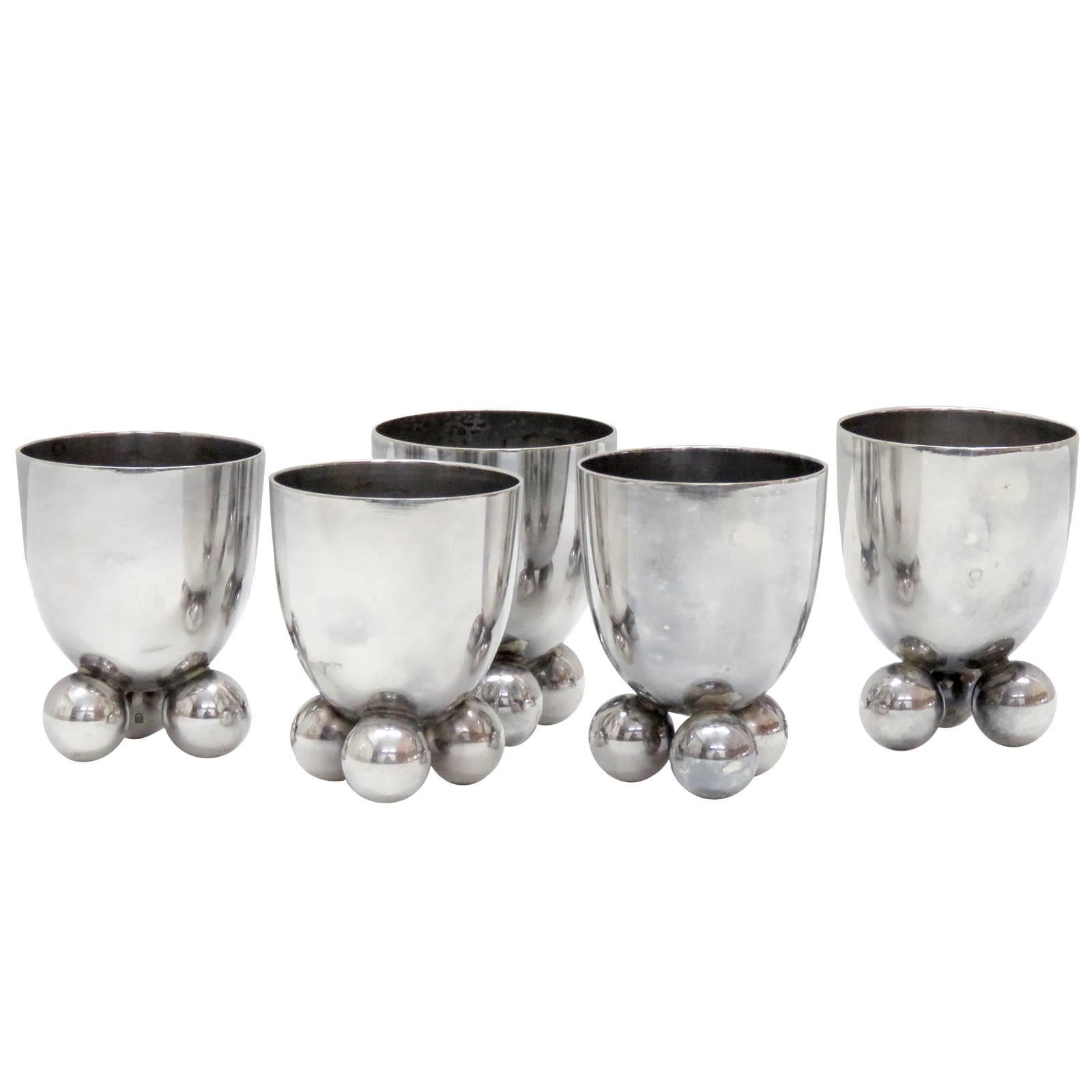 Set of Five WMF Silver Egg Cups