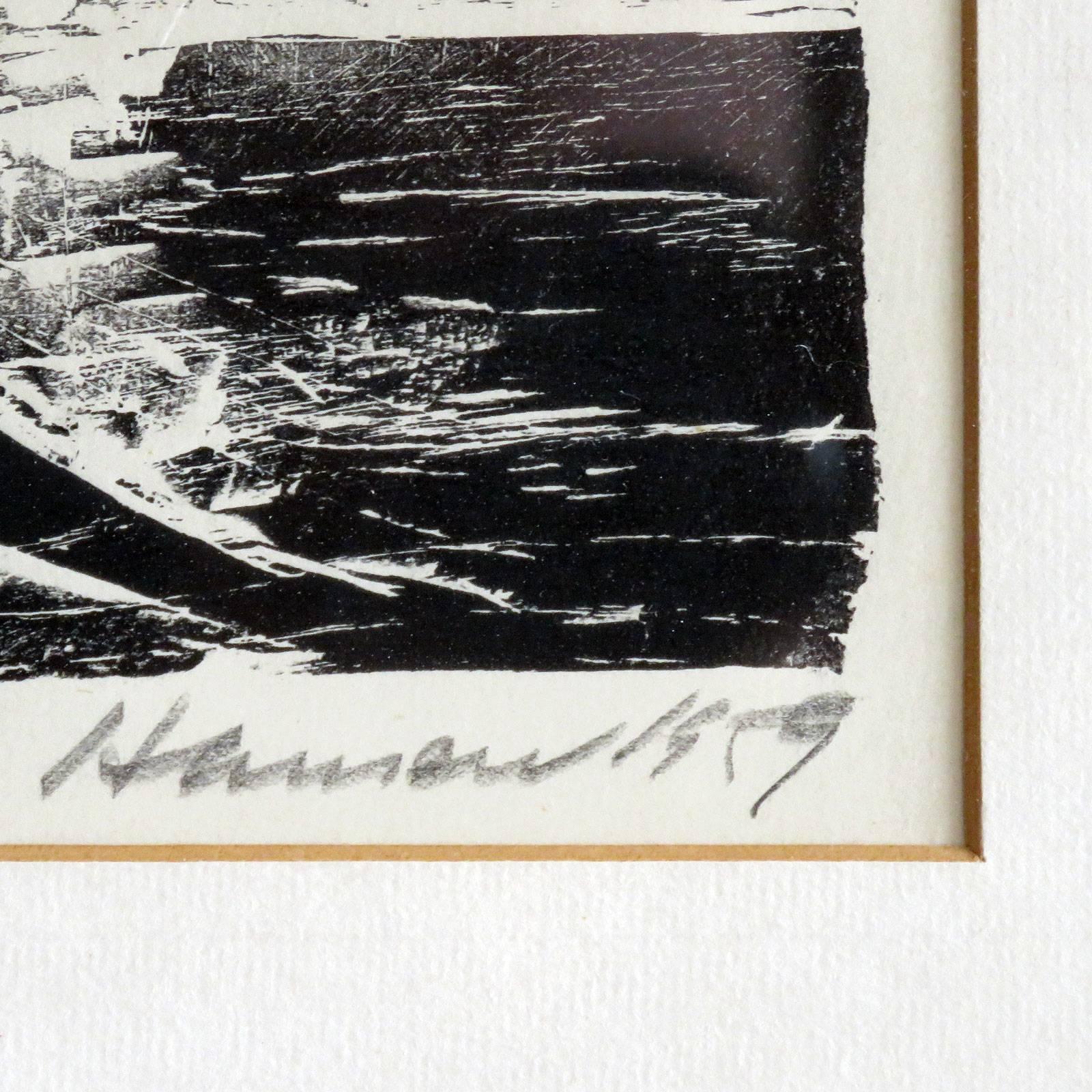 Mid-20th Century Karl Heinz Hansen-Bahia 'Ox' Woodcut Print, 1959