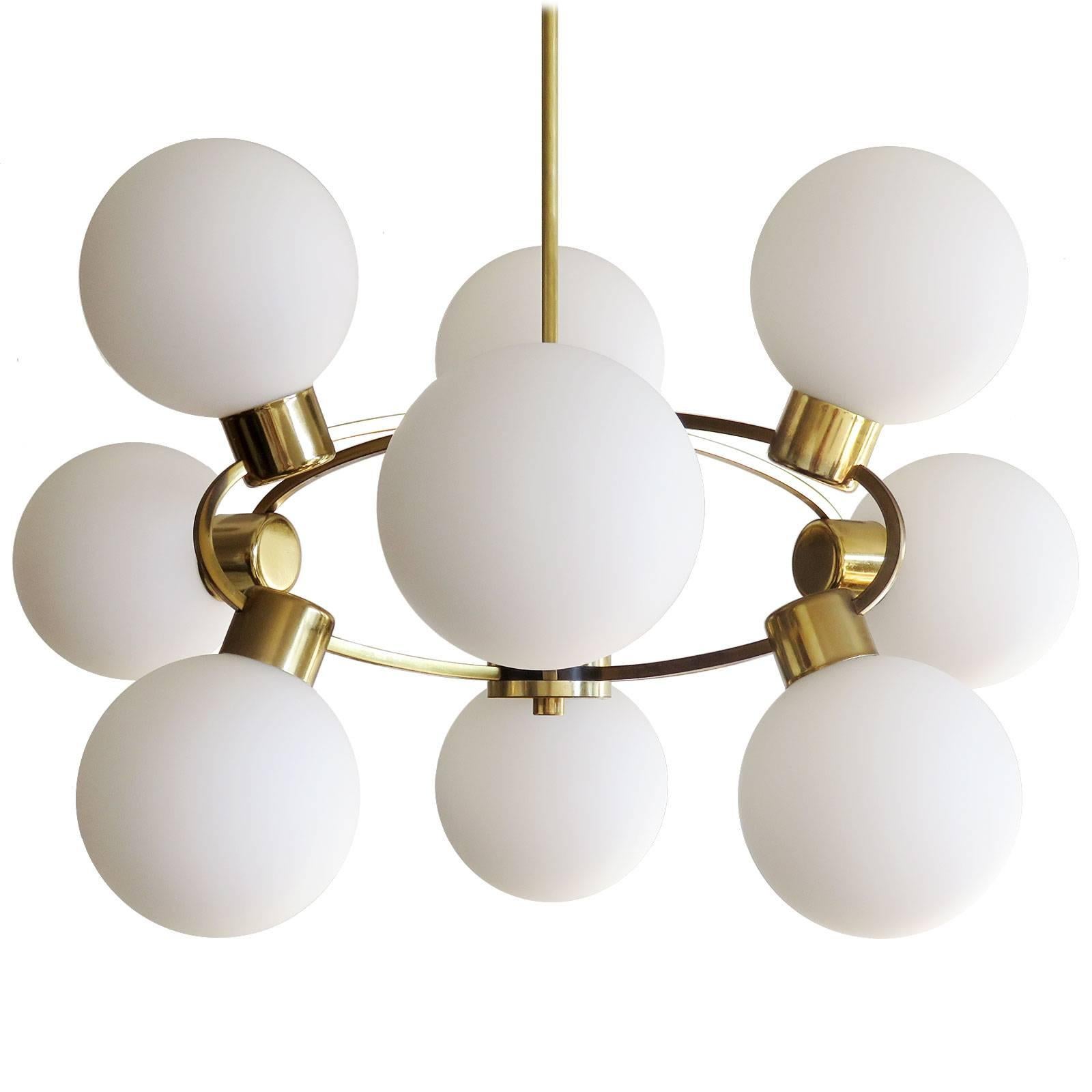 German Atomic Brass Chandelier