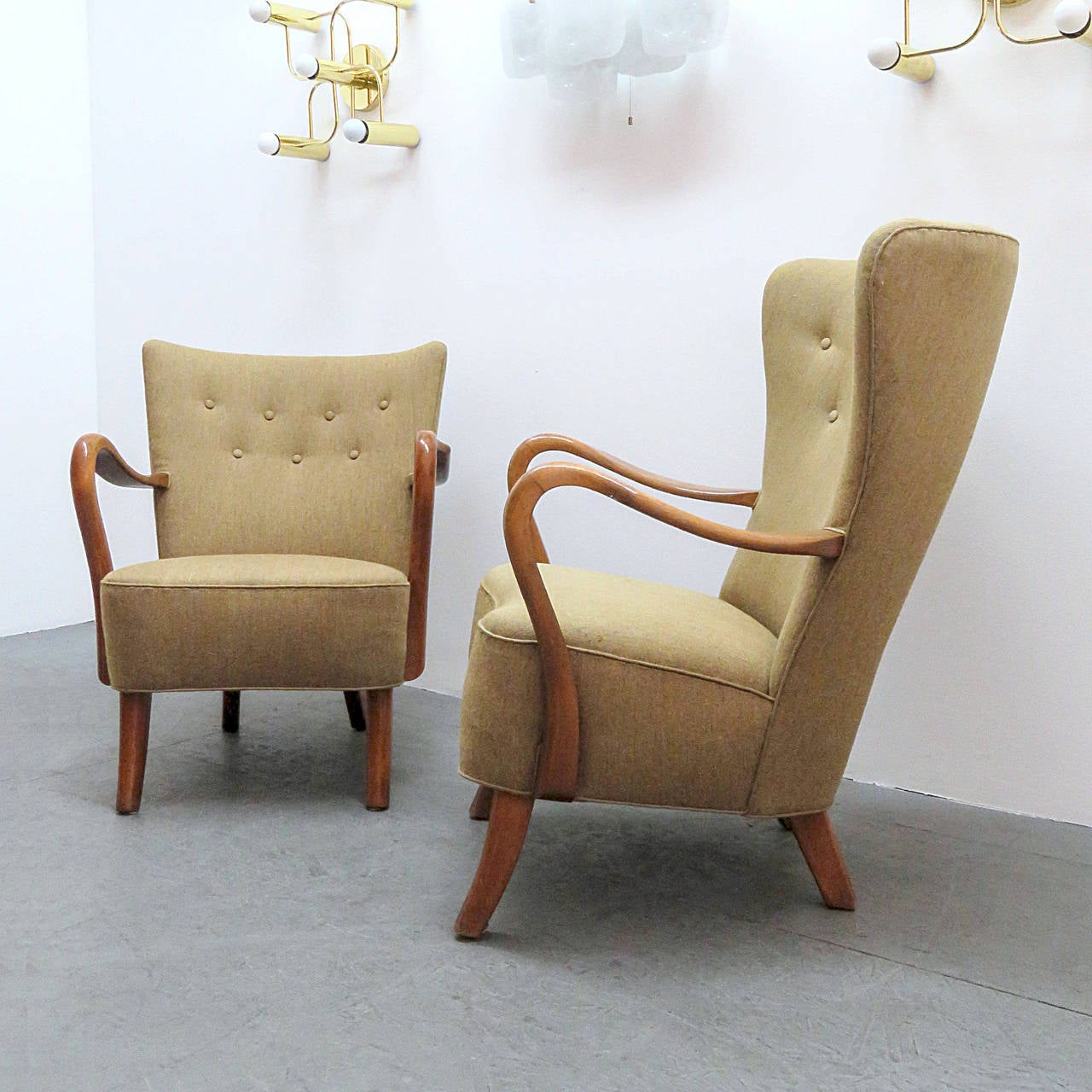 Wood Pair of Alfred Christensen Lounge Chairs, 1940
