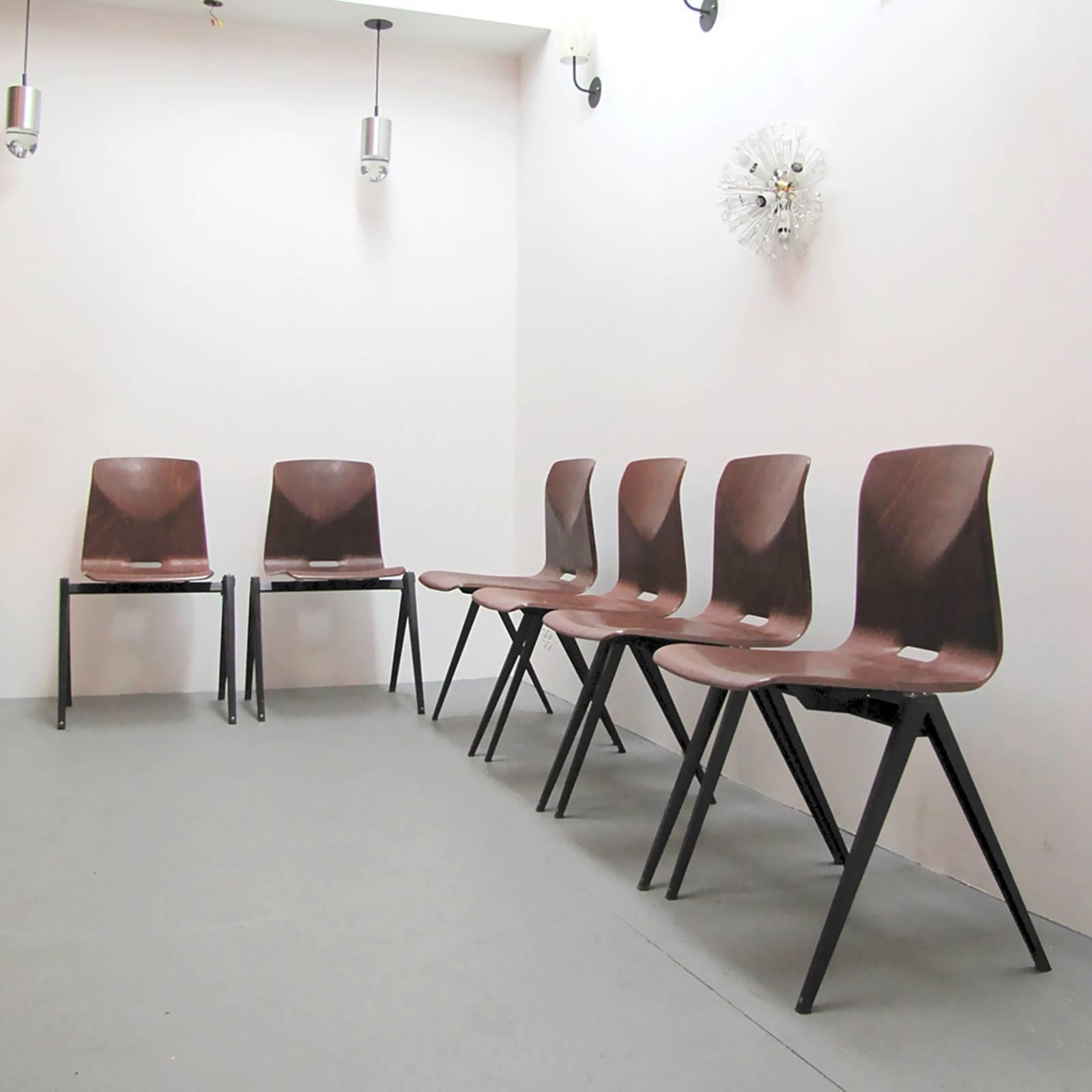 Mid-20th Century Six Dining Chairs by Galvanitas