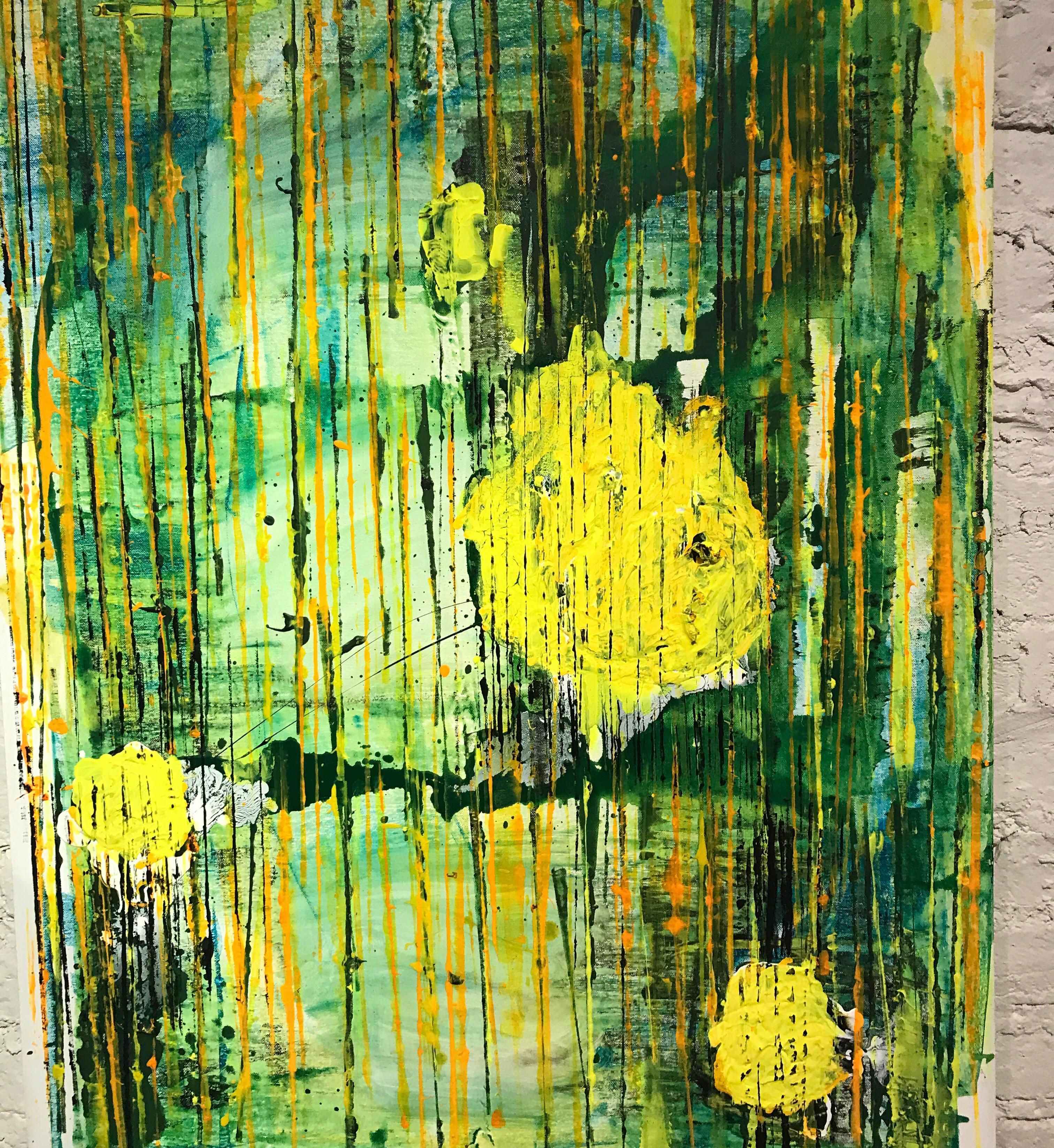 American Yellow Abstract Modern Painting For Sale
