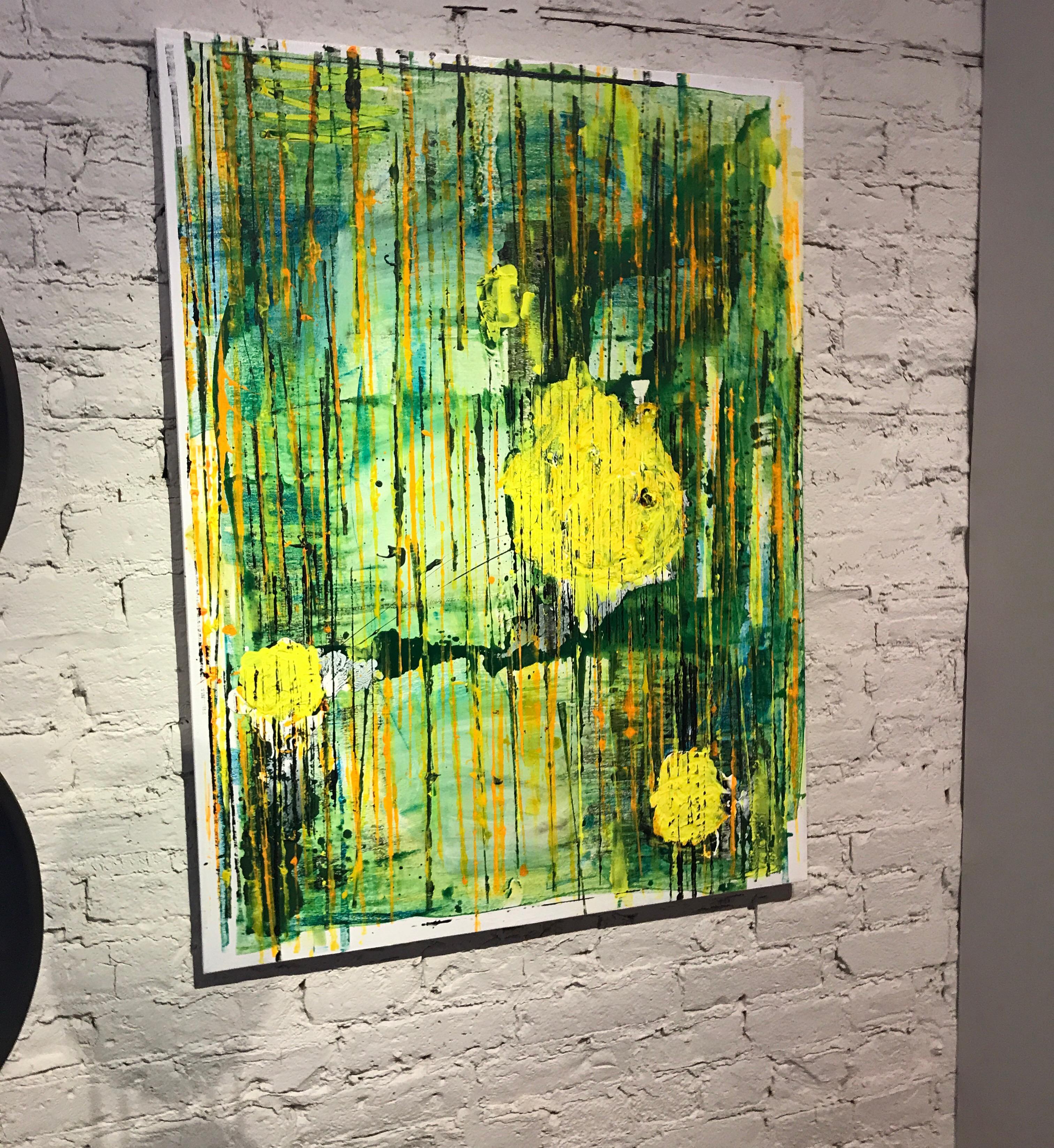 Painted Yellow Abstract Modern Painting For Sale