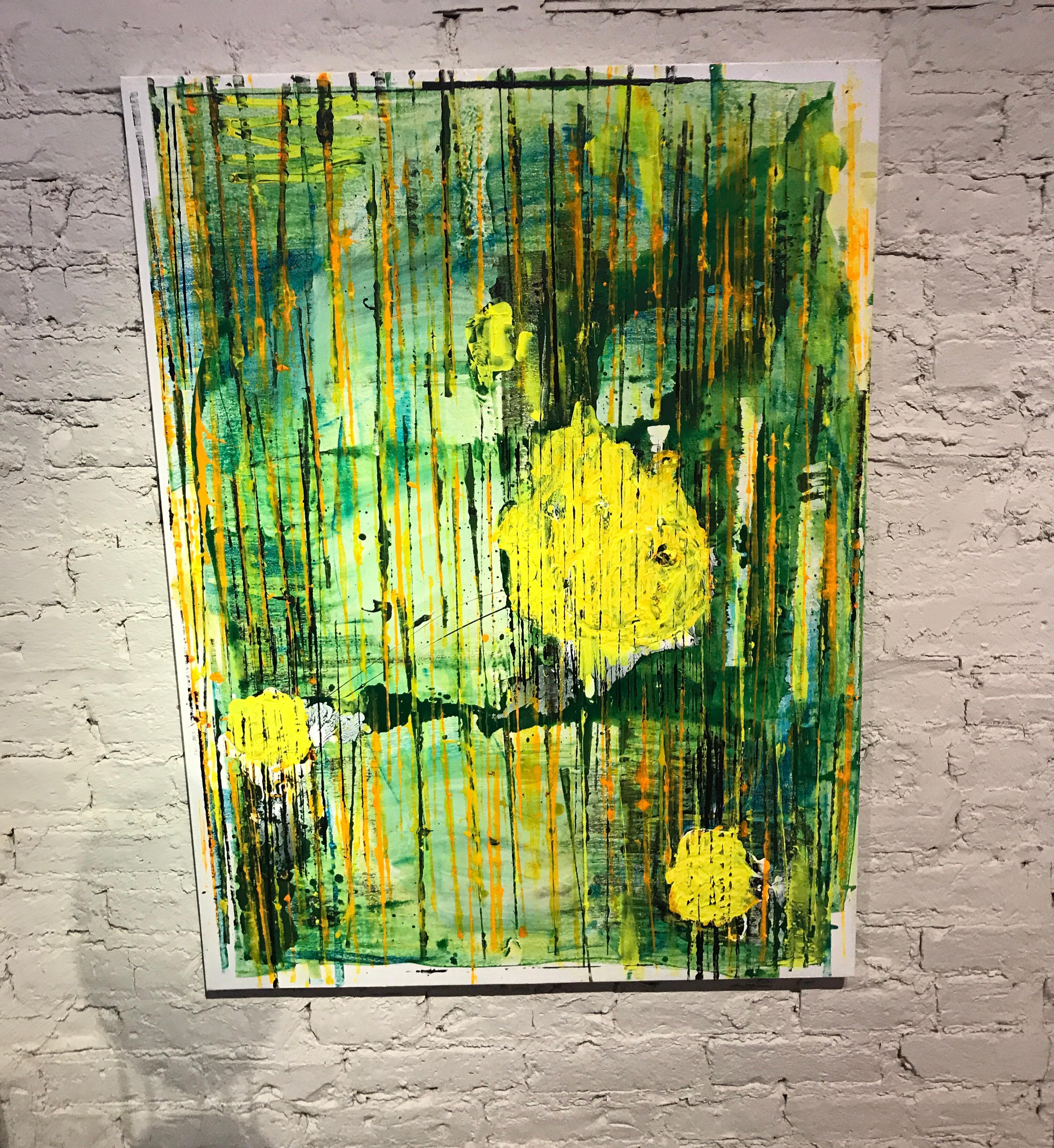 Yellow Abstract Modern Painting In Good Condition For Sale In Chicago, IL