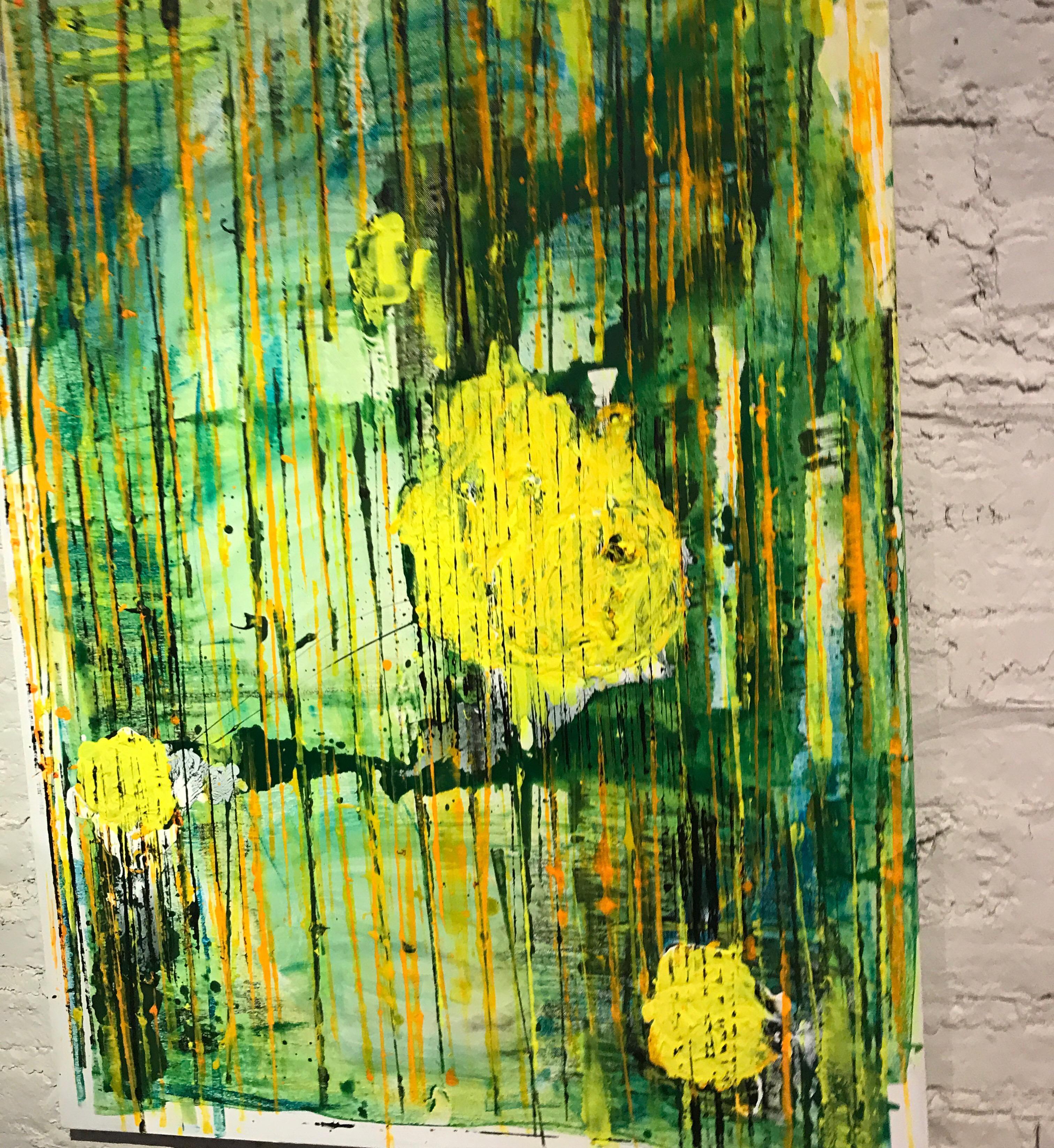 Canvas Yellow Abstract Modern Painting For Sale