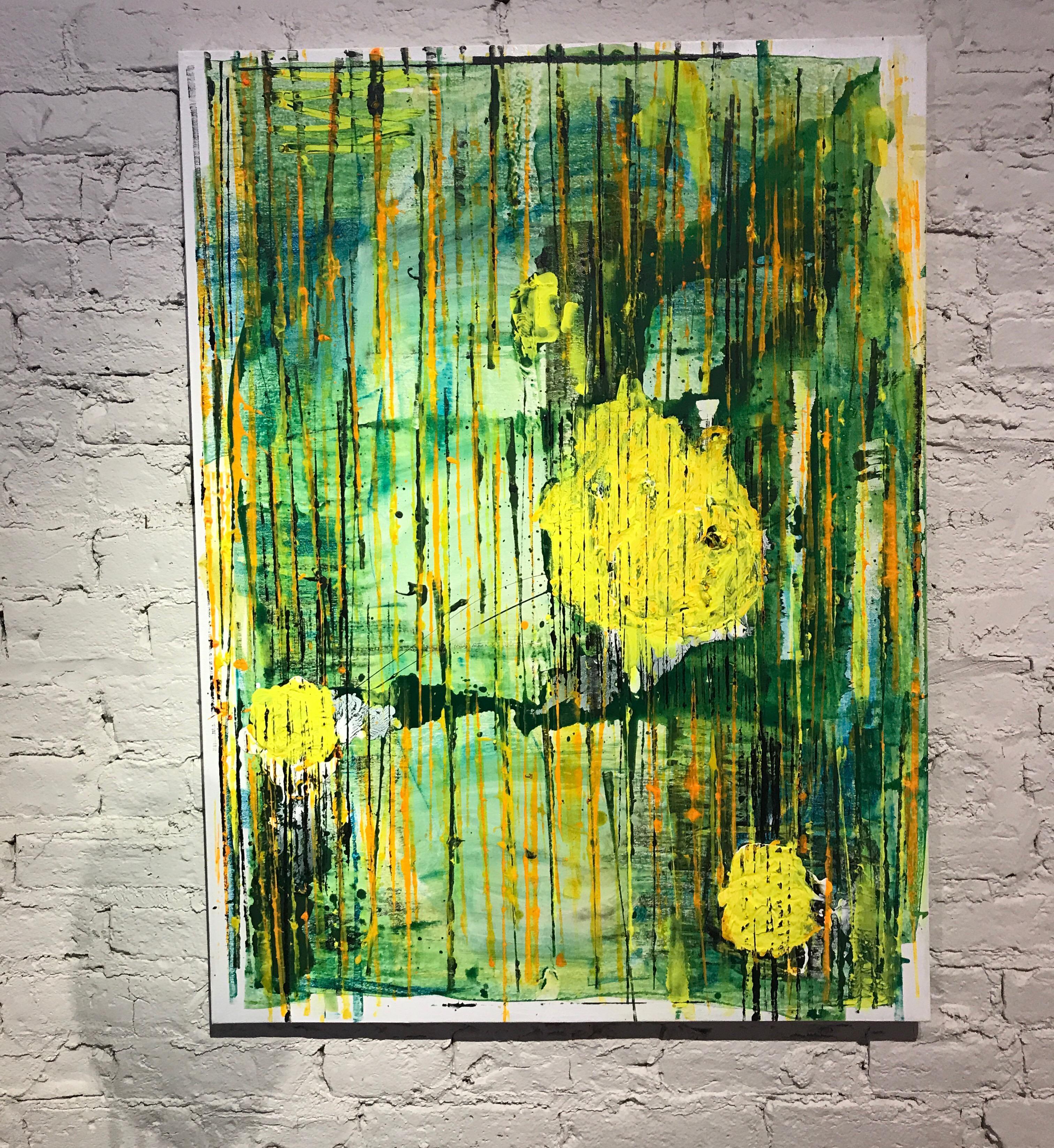 Yellow Abstract Modern Painting For Sale 12