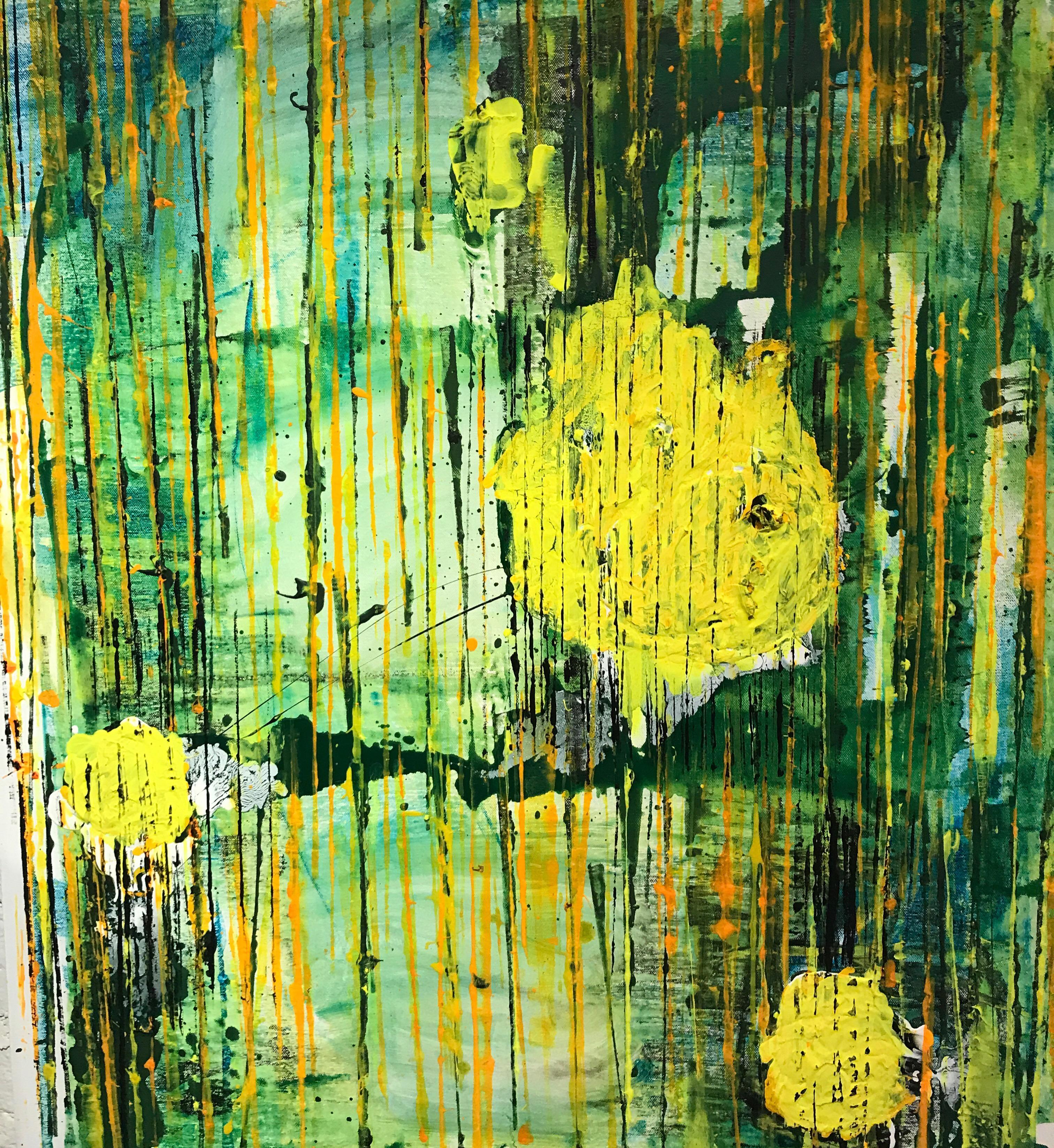 Yellow Abstract Modern Painting For Sale 13