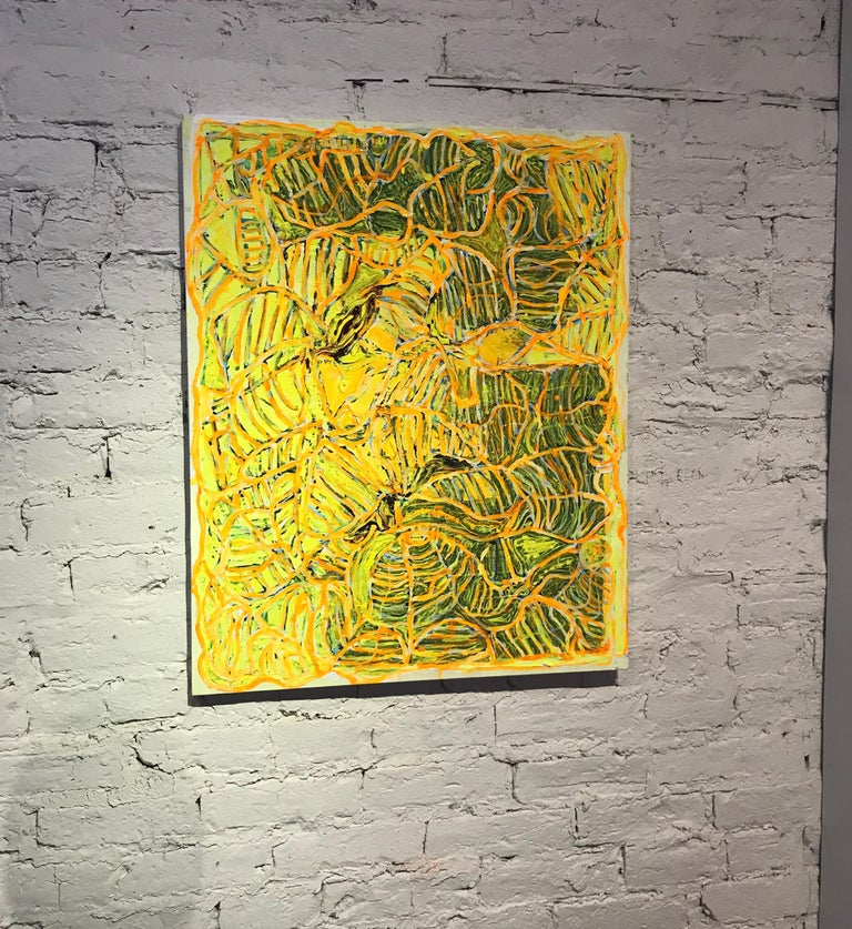 Yellow Contemporary Abstract Painting For Sale at 1stDibs