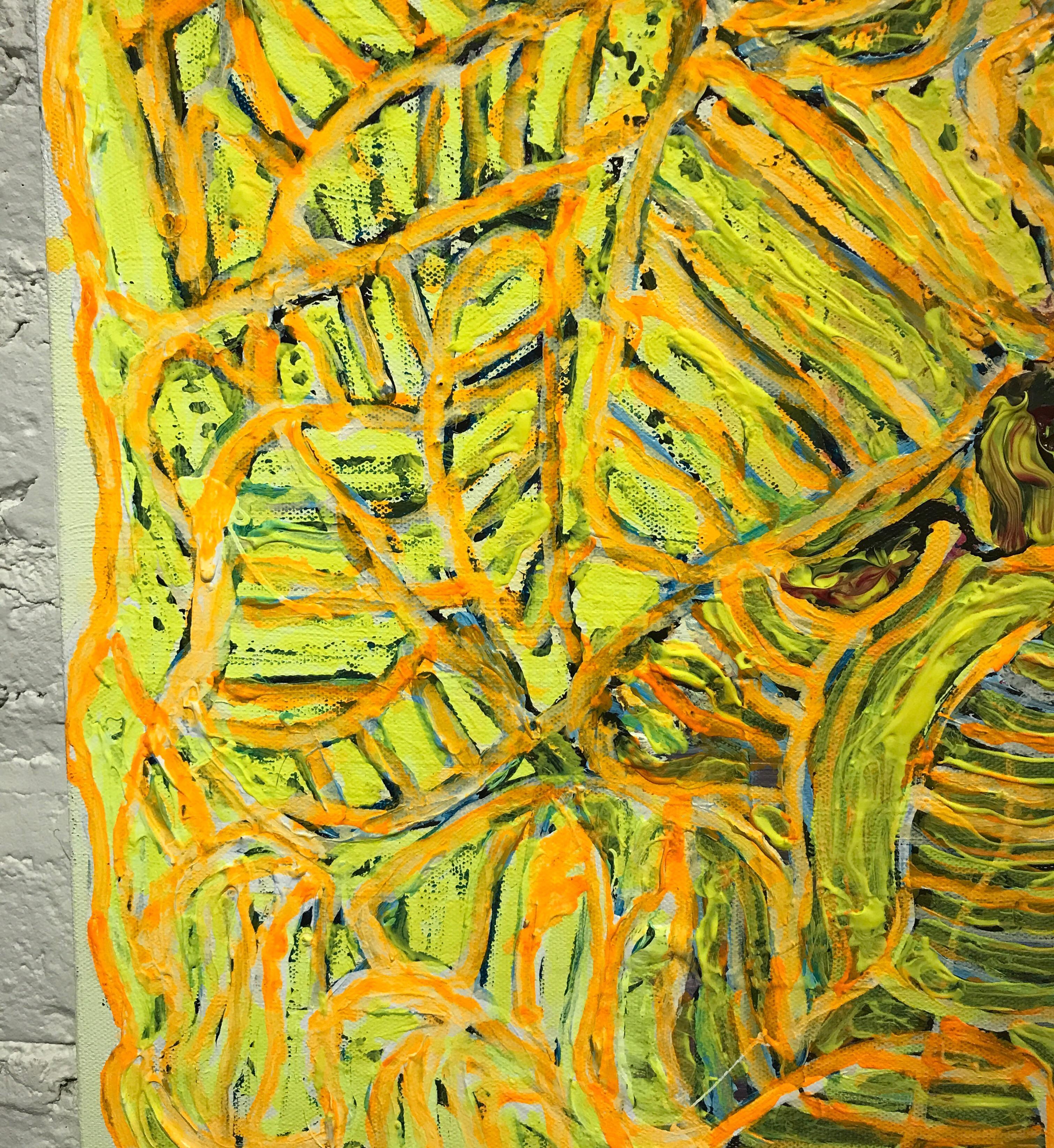 Yellow Contemporary Abstract Painting In Good Condition For Sale In Chicago, IL