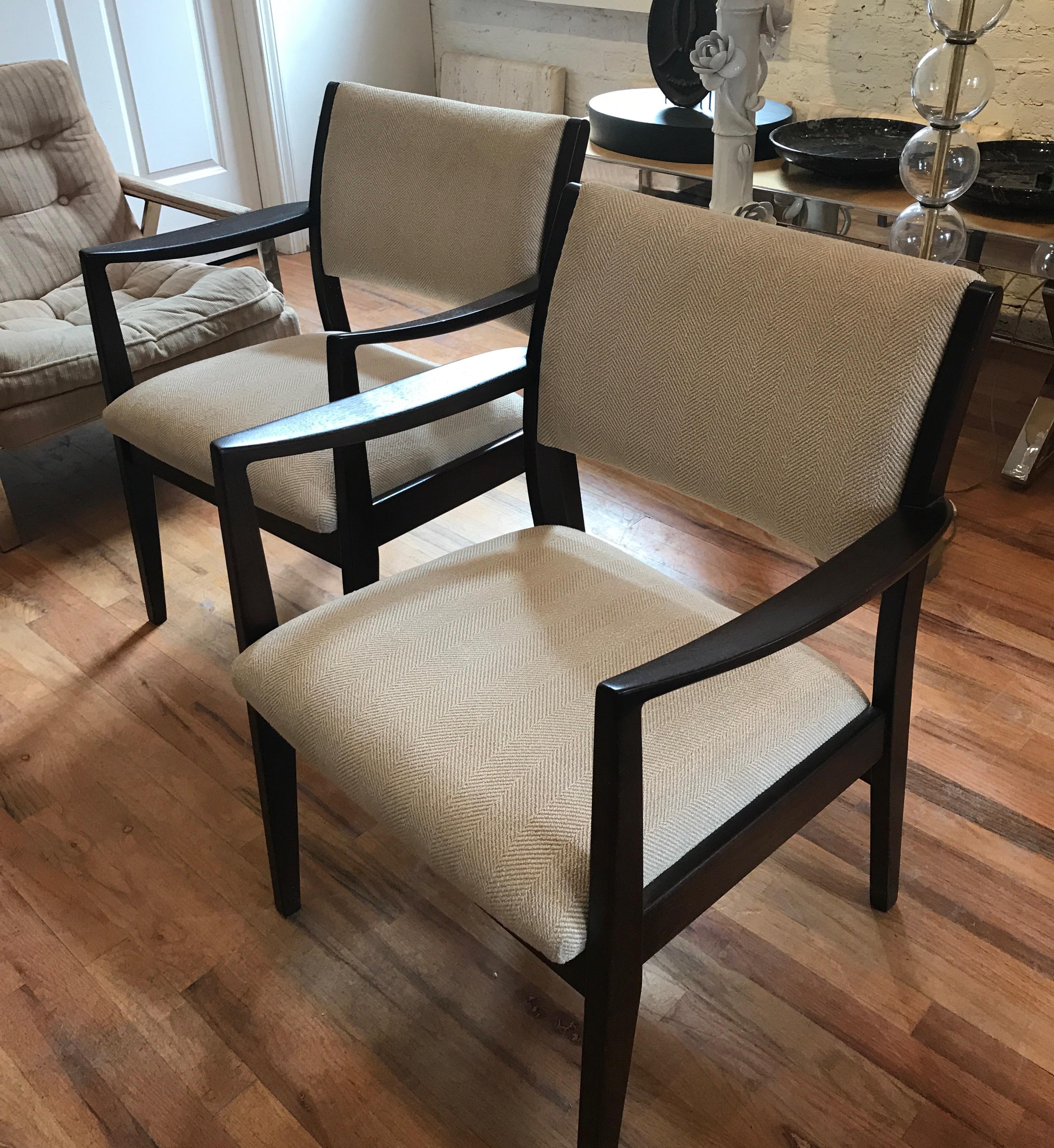 Pair of Ebonized Walnut Arm Chairs by George Reinoehl for Stow Davis 1