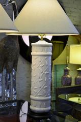 Pair of White Crackle Glaze Lamps