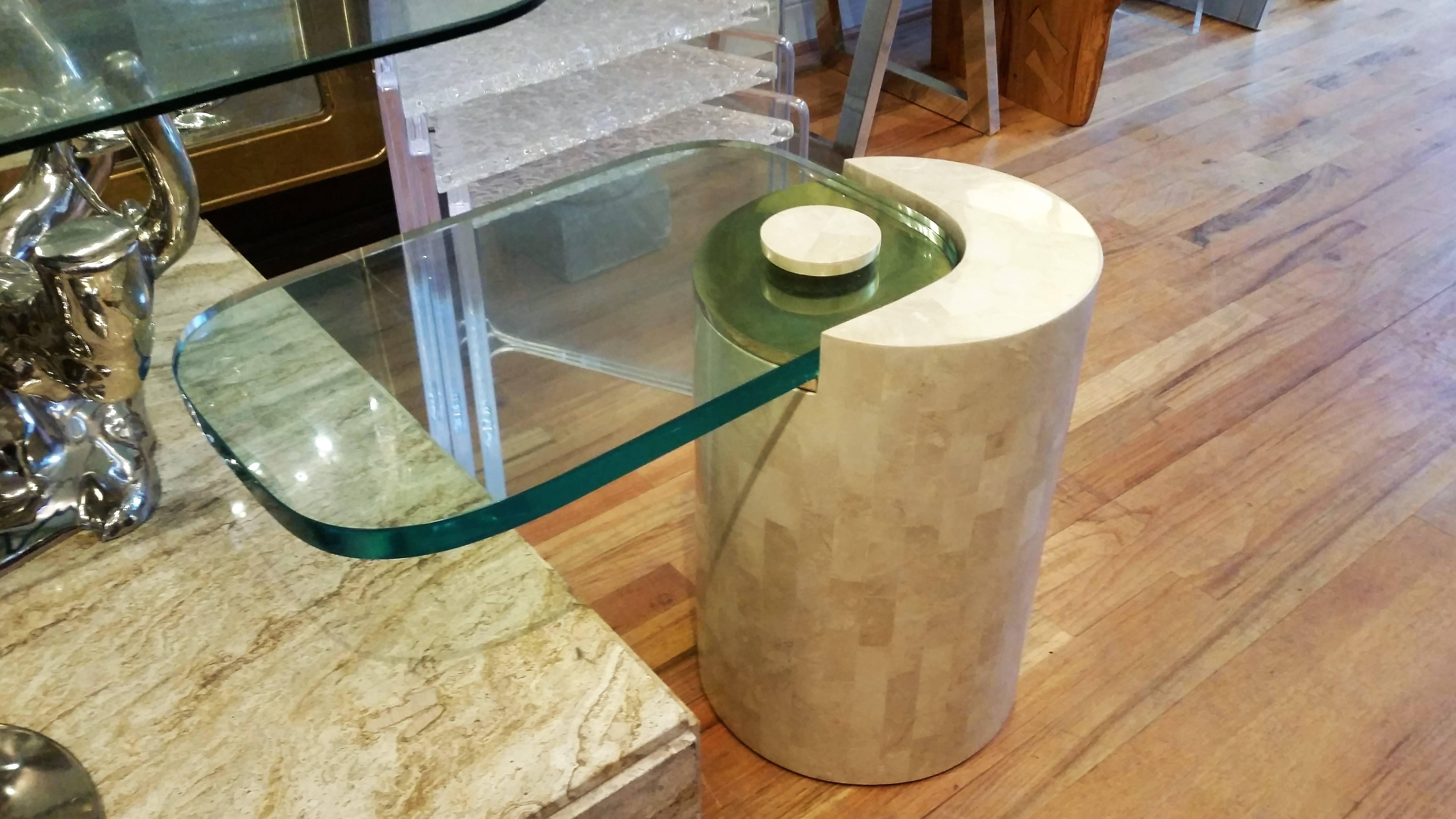 Karl Springer Tessellated Stone Drum End Table 3