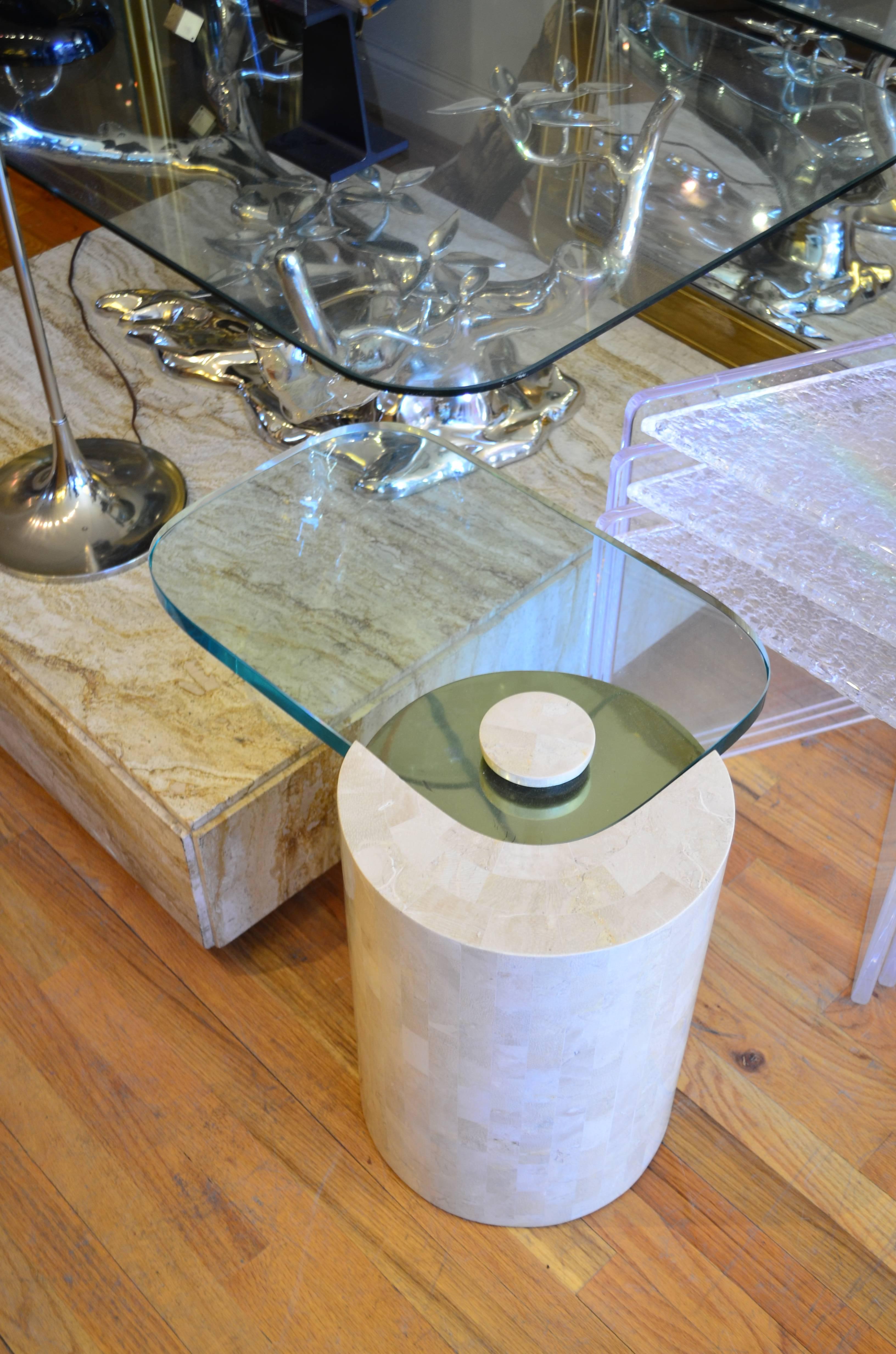Karl Springer Tessellated Stone Drum End Table 2