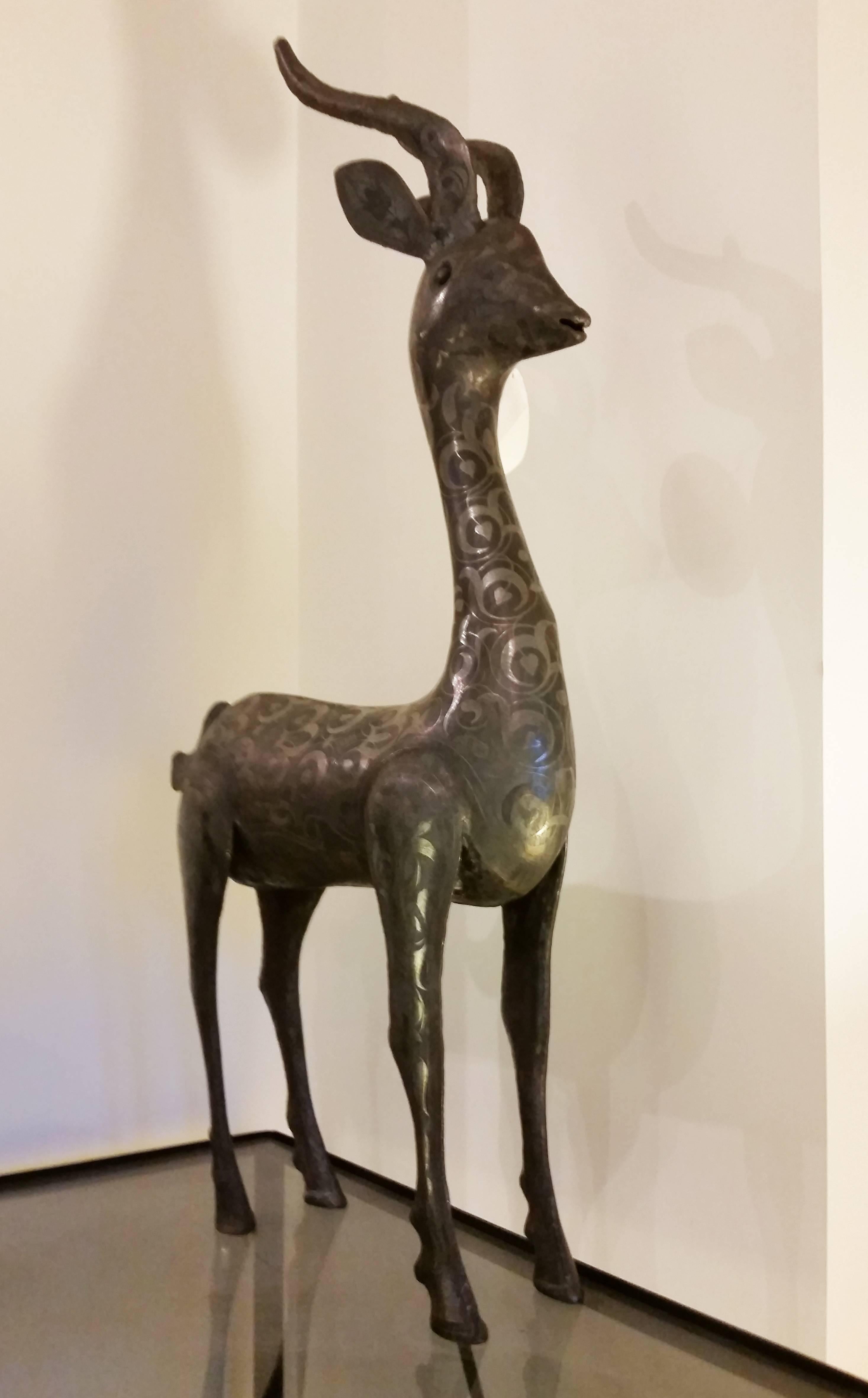 Indian Metal Deer Sculpture For Sale 2