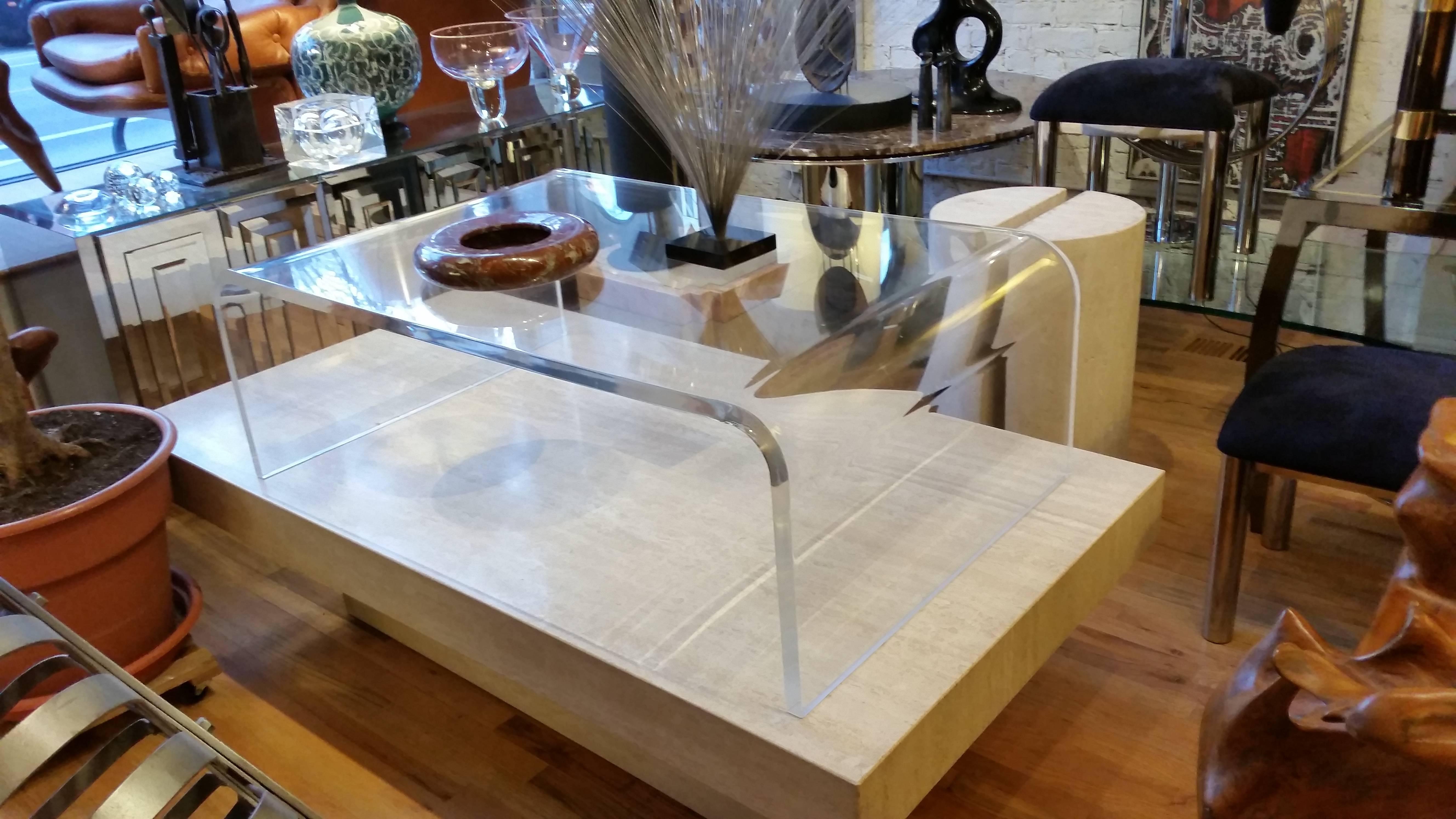 Acrylic Lucite Waterfall Coffee Table