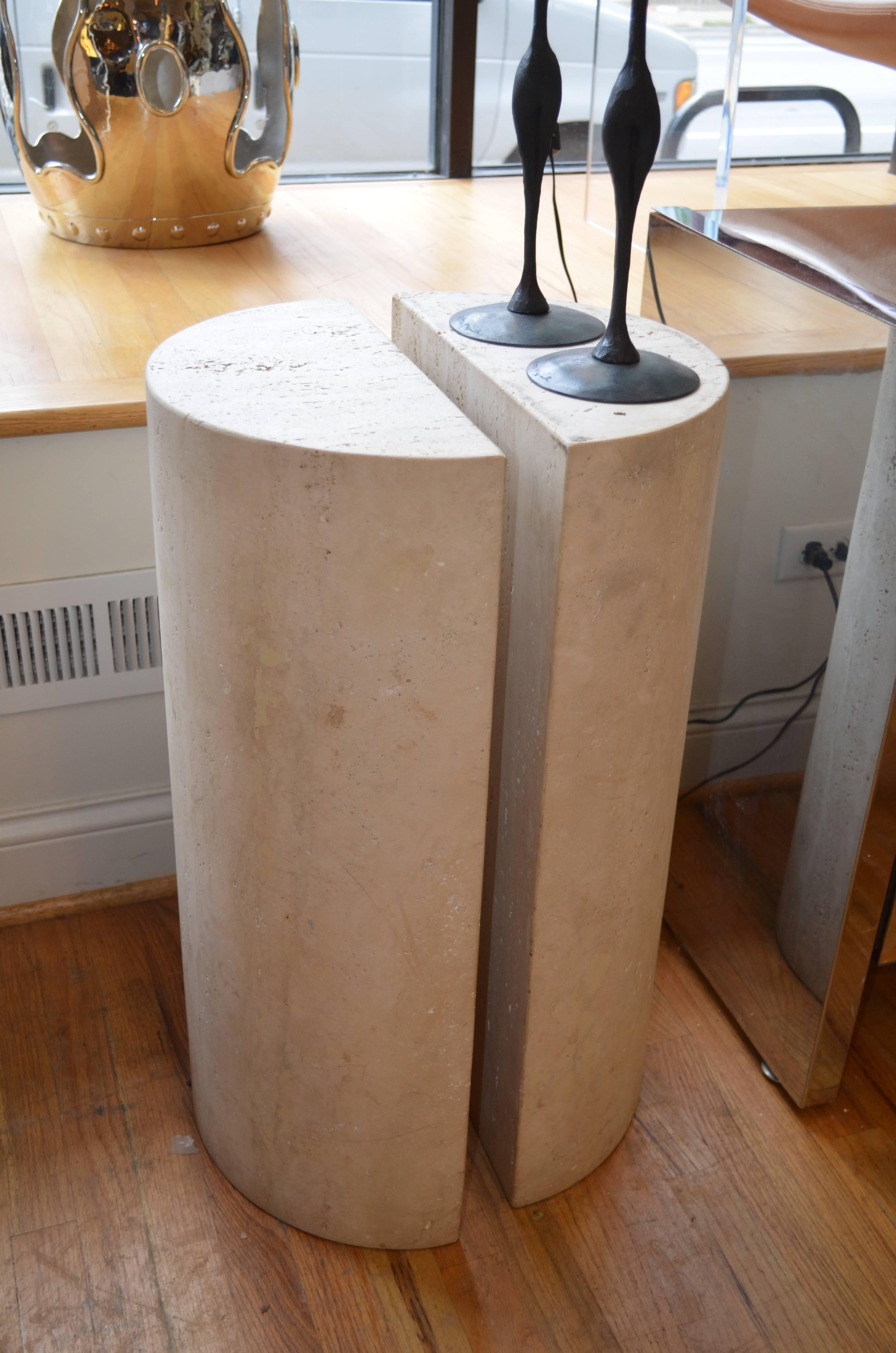 Belgian Belgium Travertine Pedestal End Table